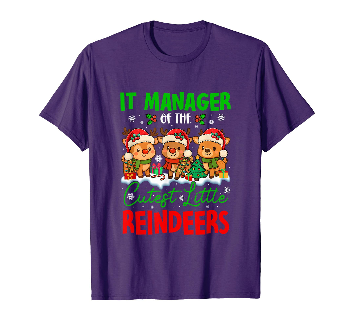 IT Manager of Cutest Reindeers Xmas Three Santa Reindeers T-Shirt
