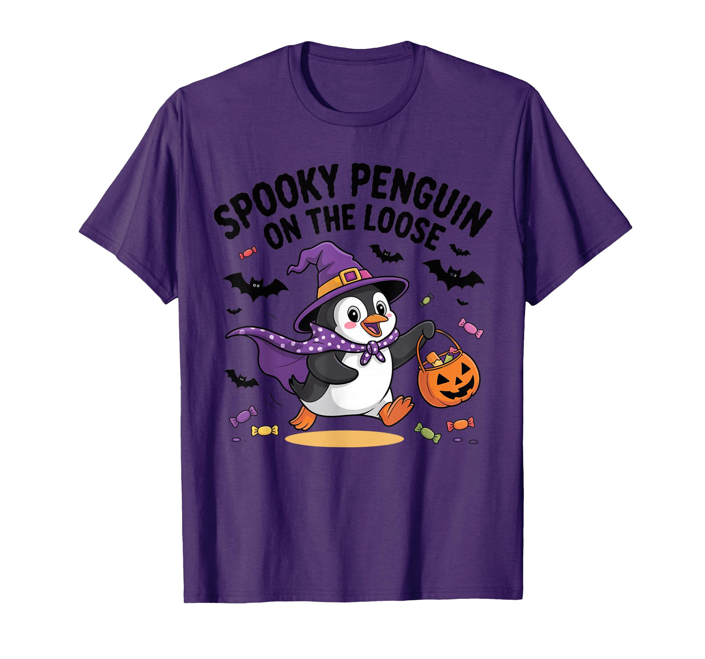 Spooky Penguin On The Loose Funny Halloween Costume T-Shirt