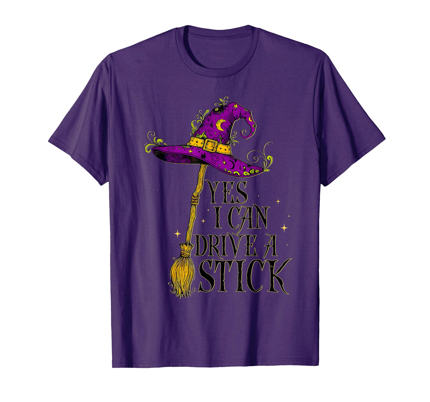 Yes I Can Drive A Stick Witch Broom Witch Hat Halloween Kids T-Shirt