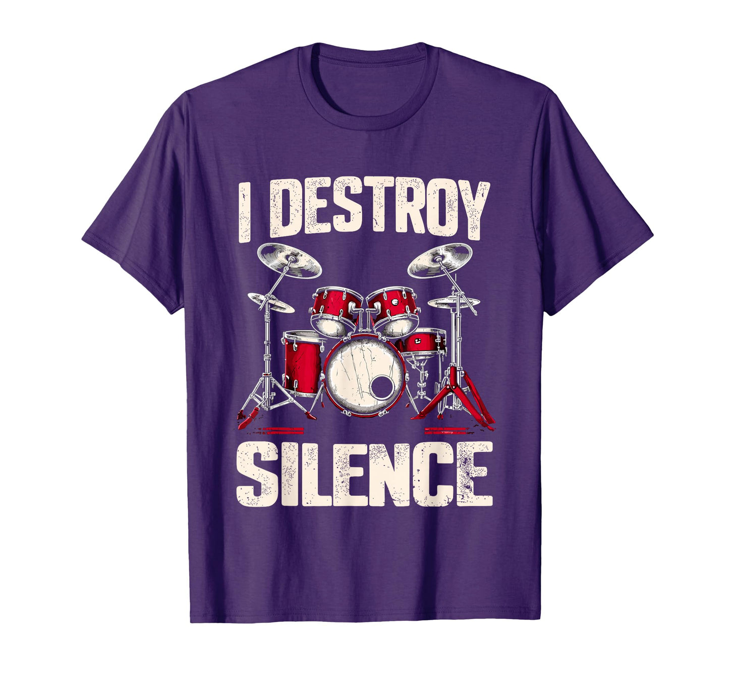 Drummer I Destroy Silence Drum T-Shirt, Small, Black