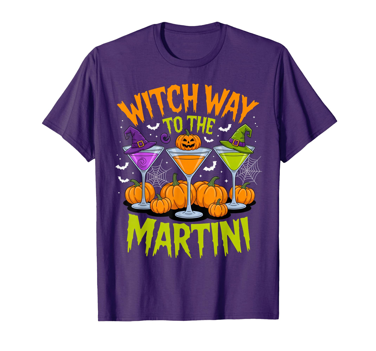 Witch Way to The Martini Funny Halloween Cocktail Outfit T-Shirt