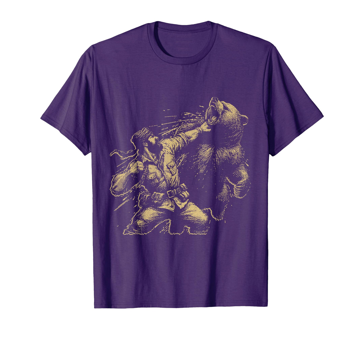 Bear Funny Man Punching Bear Retro Vintage Hunting Camping T-Shirt
