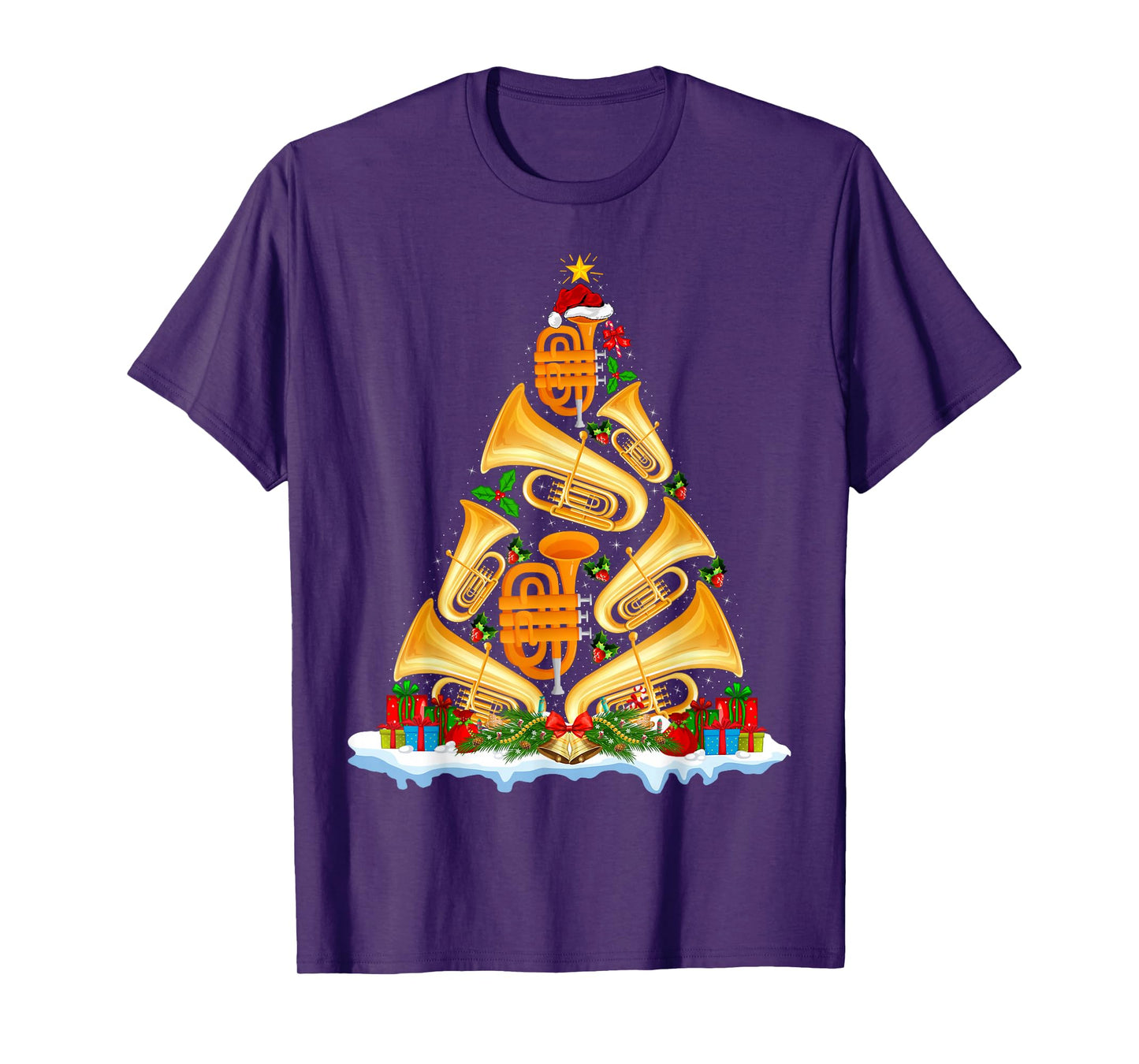 Tuba Christmas Tree Lights Tuba Music Lover Musical Xmas T-Shirt