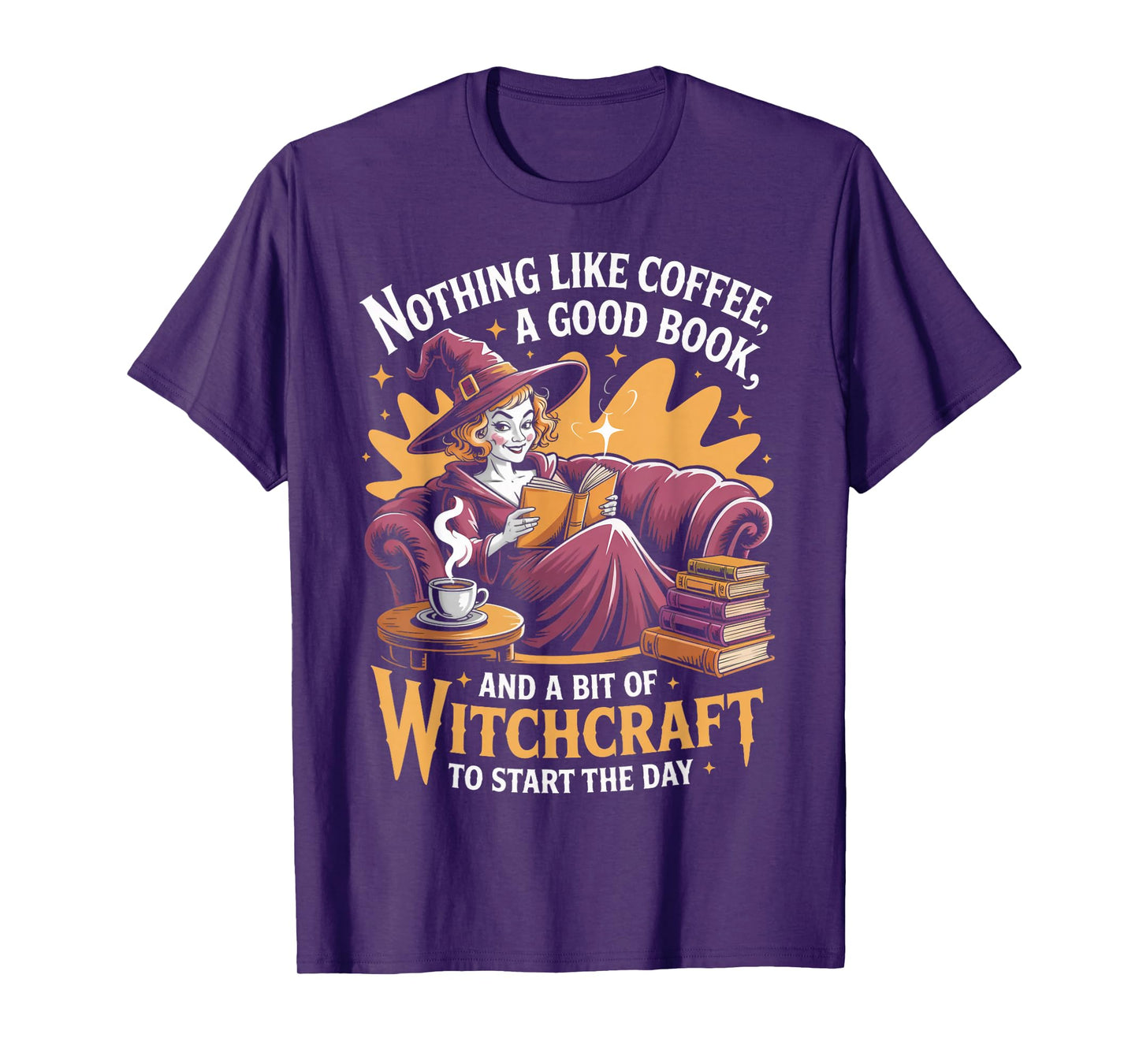 Coffee Book Witchcraft Witch Witches Bookish Reader Reading T-Shirt