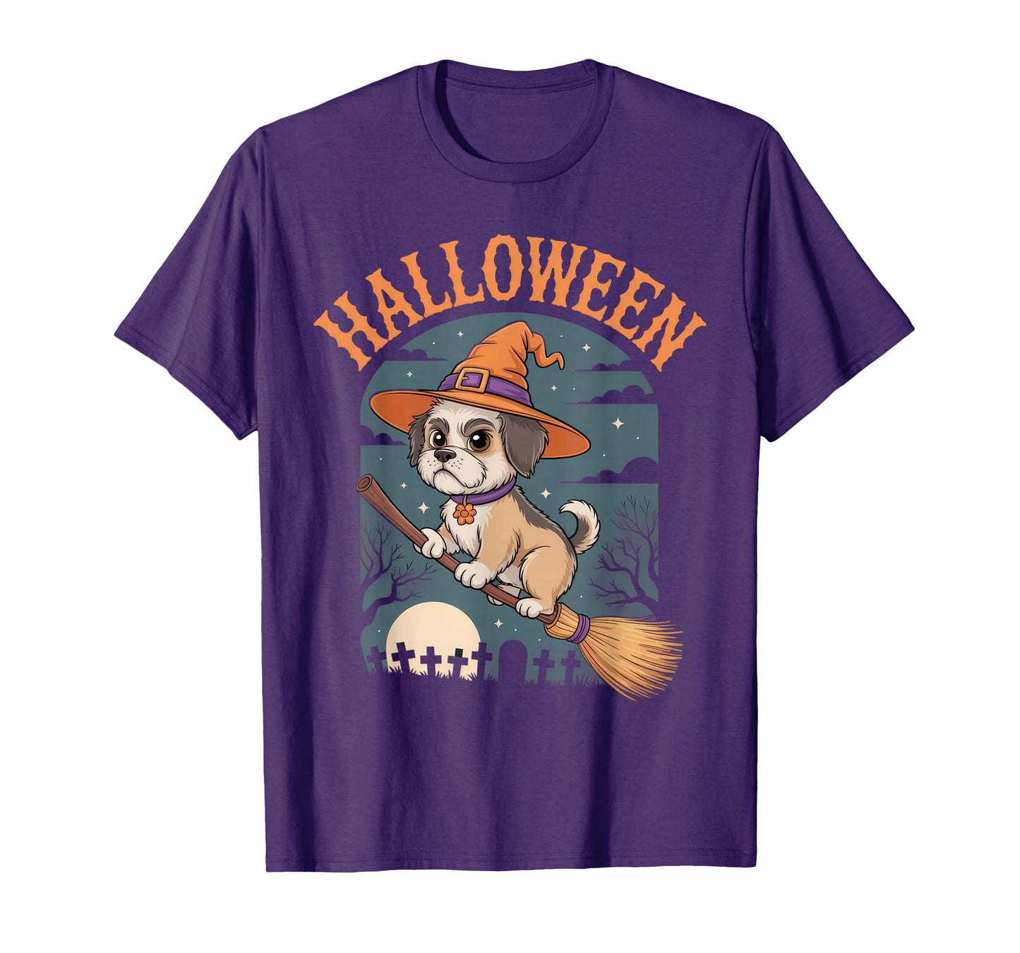 Halloween Dog Lover Witch Funny Pet Costume Spooky Party T-Shirt