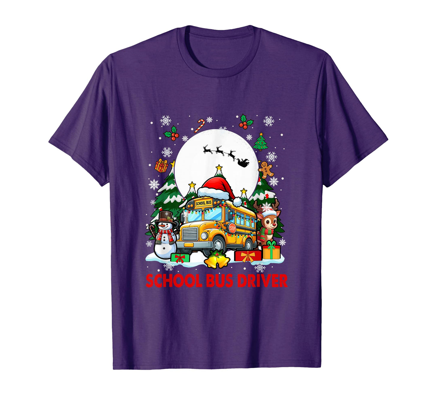 School Bus Driver Job Tools Santa Snowmen Reindeer Christmas T-Shirt