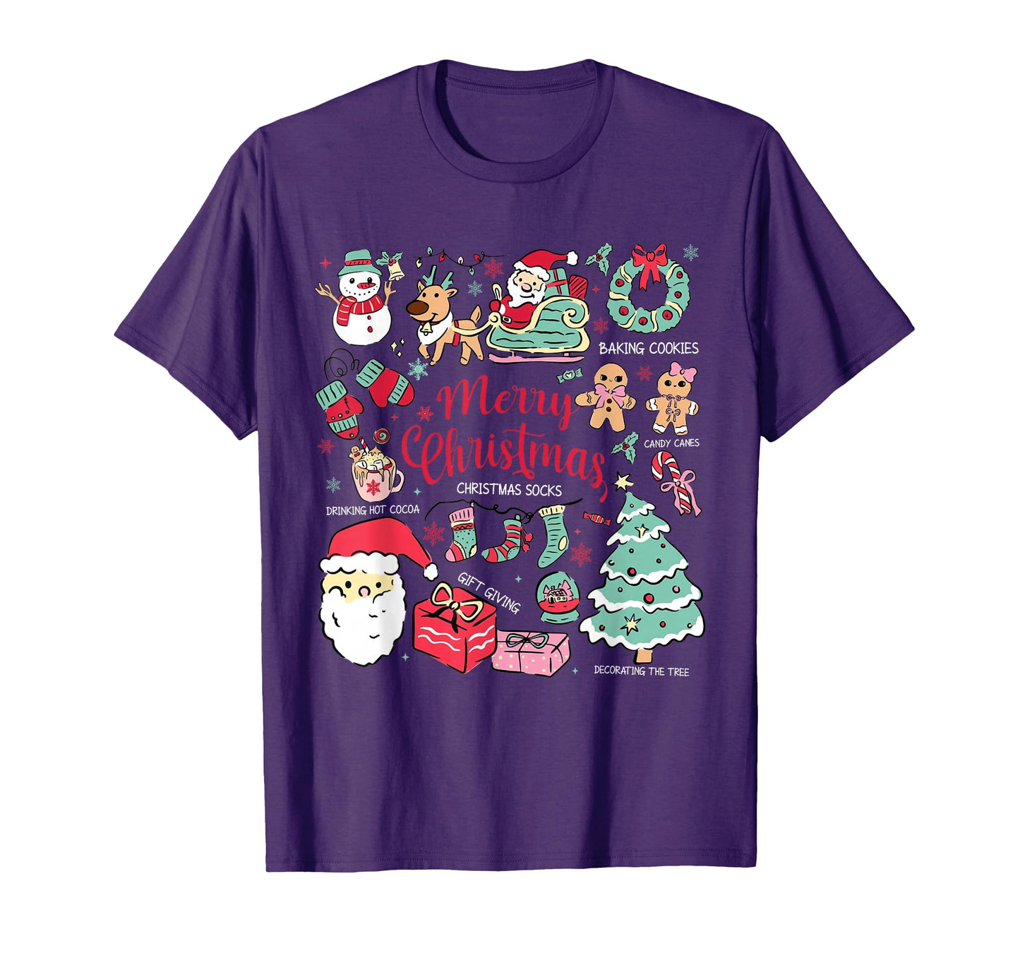 Cute Coquette Bow Christmas Santa Snowman Vintage Merry Xmas T-Shirt