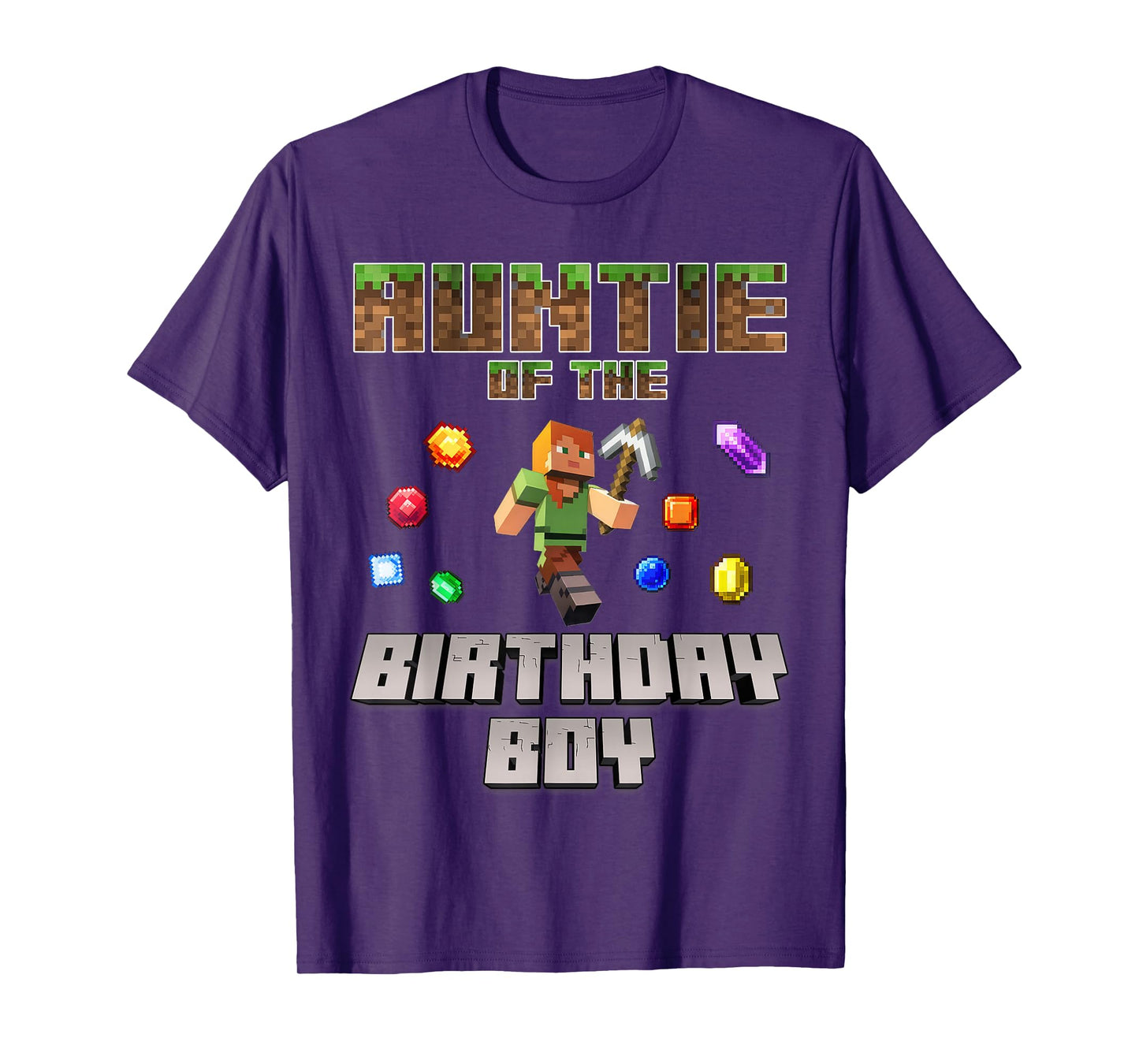 Auntie Of The Birthday Boy Video Gamer Pixel Number T-Shirt