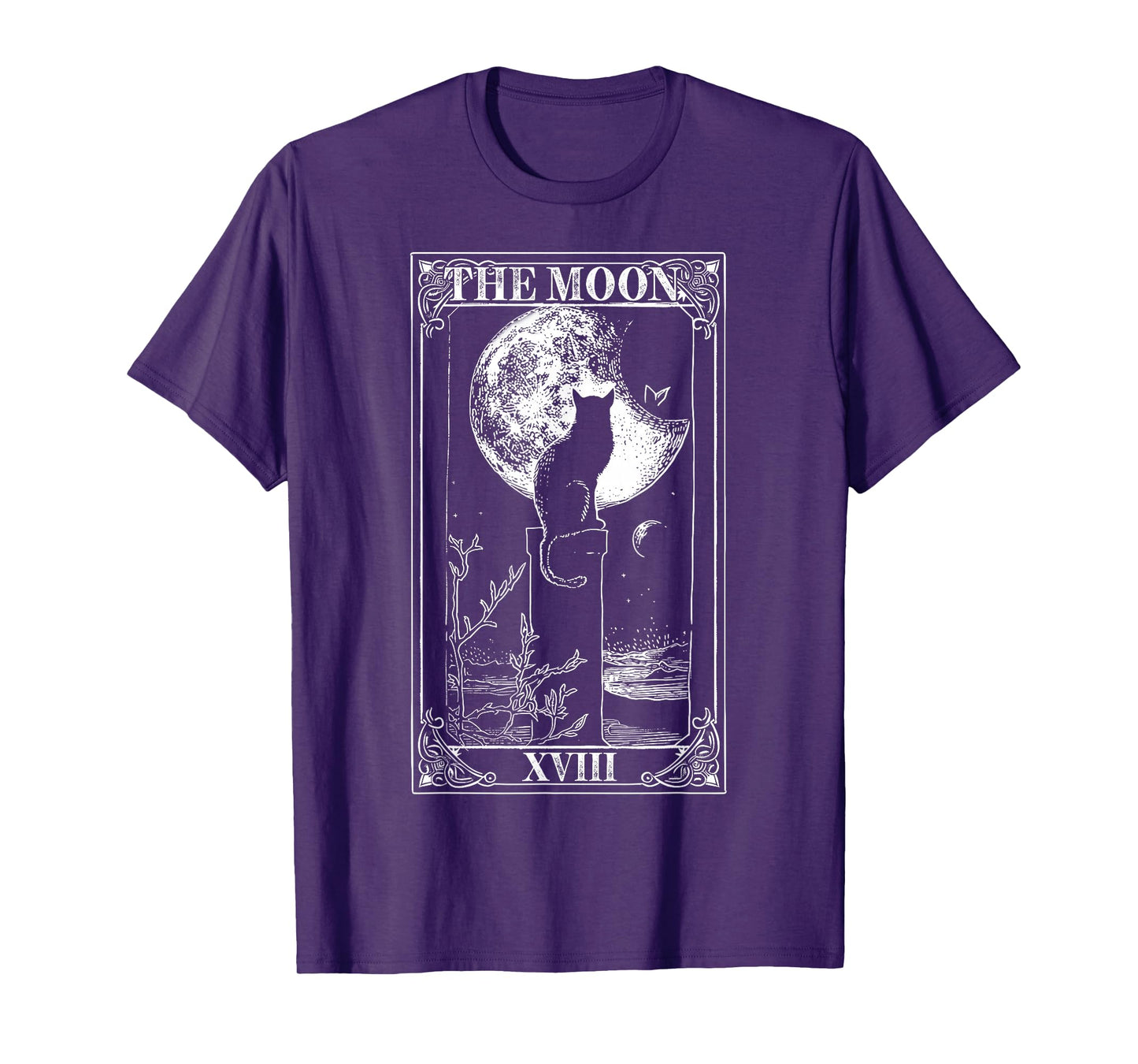 Tarot Moon Tarot Card, cat Vintage Crescent Moon Graphic T-Shirt