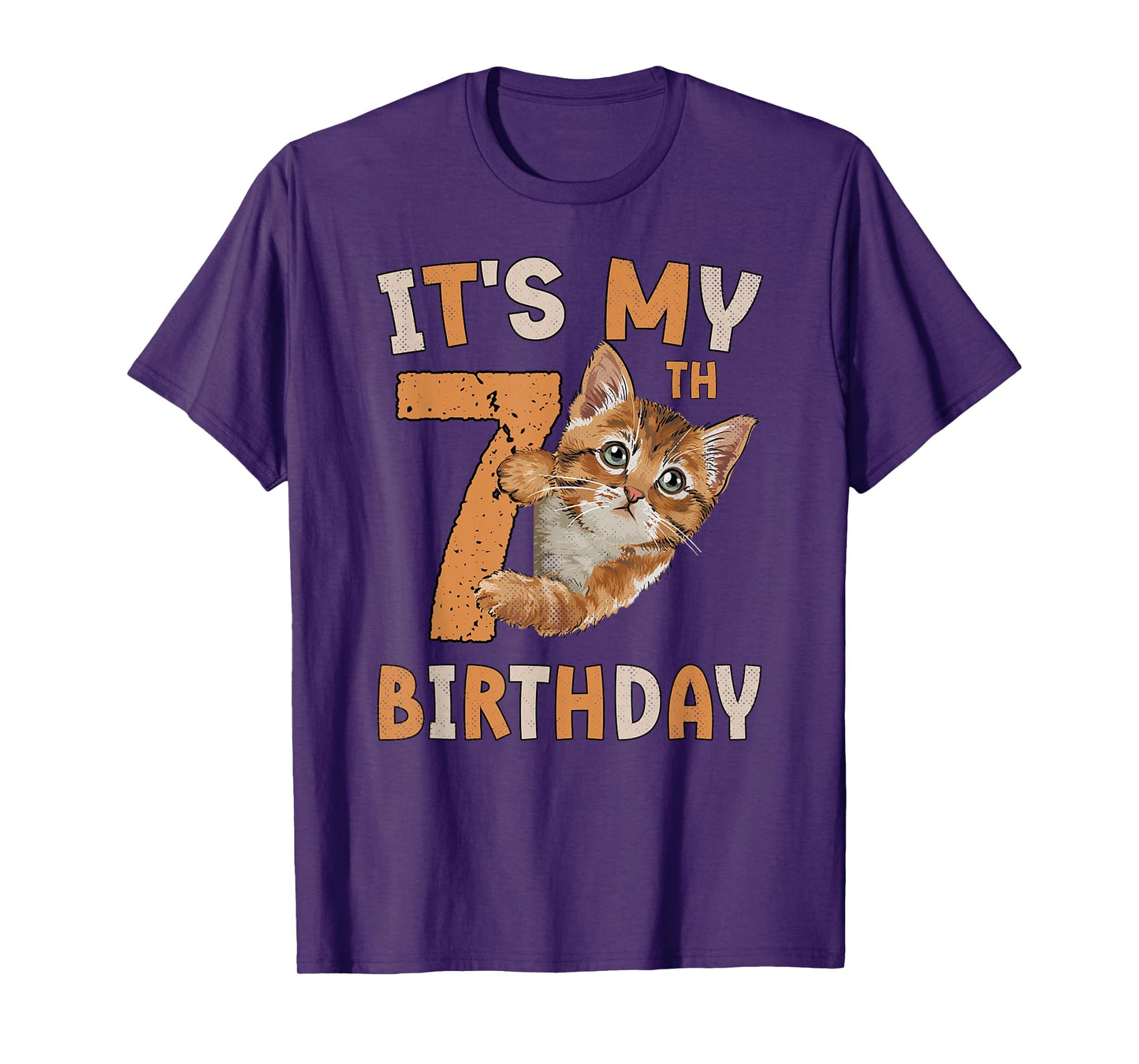 It's My 7th Birthday Cat Lover 7 Years Old Birthday Vintage T-Shirt