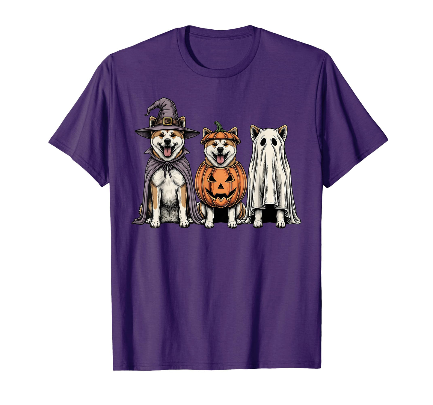 Spooky Ghost Akita Inu Pumpkin Halloween Dog Lover T-Shirt
