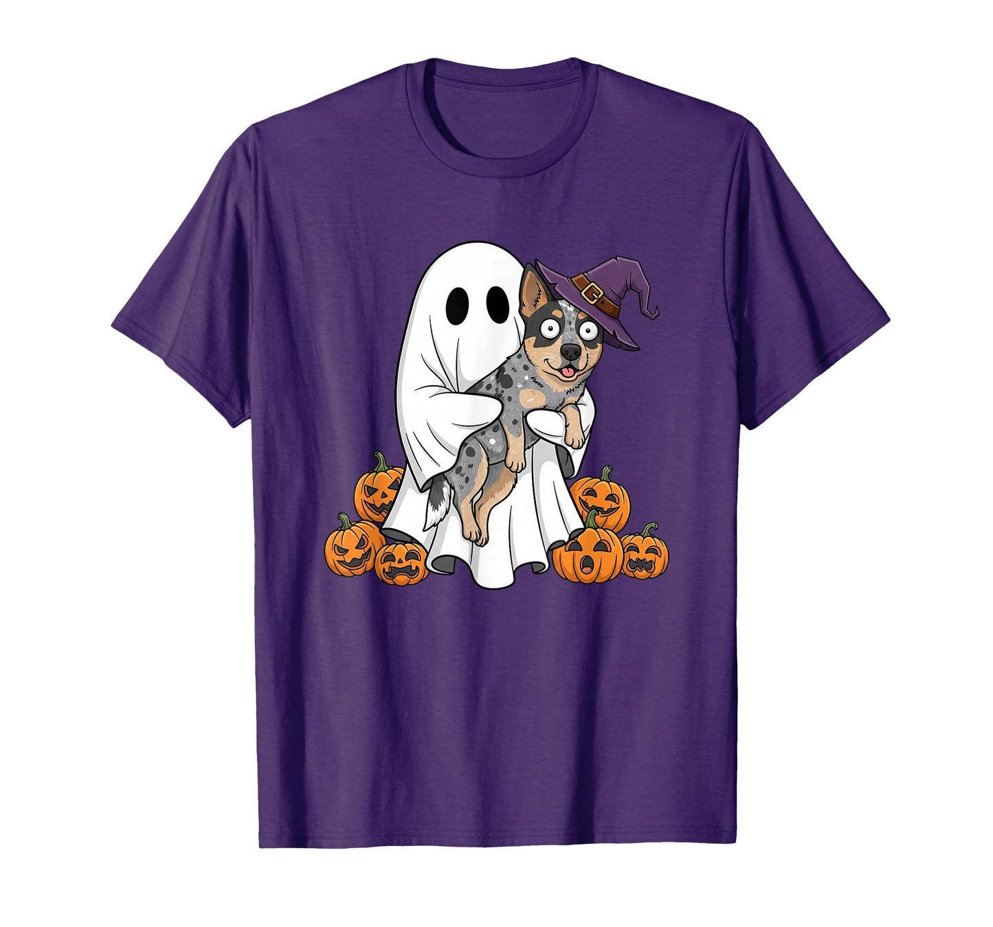 Ghost Australian Cattle Dog Pumpkin Halloween Mens Womens T-Shirt
