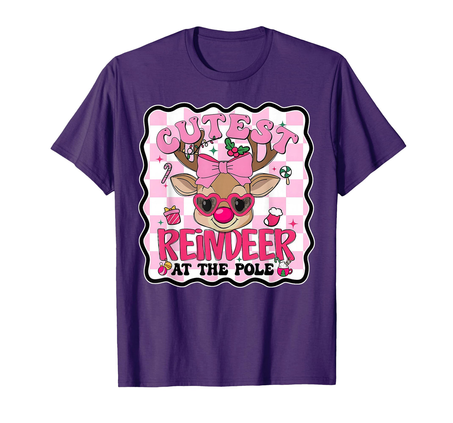 Cutest Reindeer at The Pole Funny Christmas Matching T-Shirt