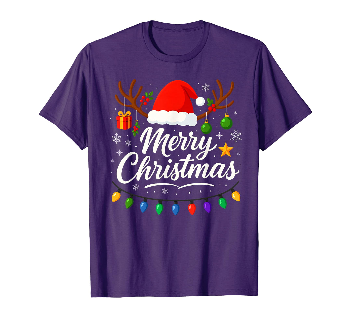 Family Merry Christmas Red Santa Hat Reindeer Xmas Men Women T-Shirt