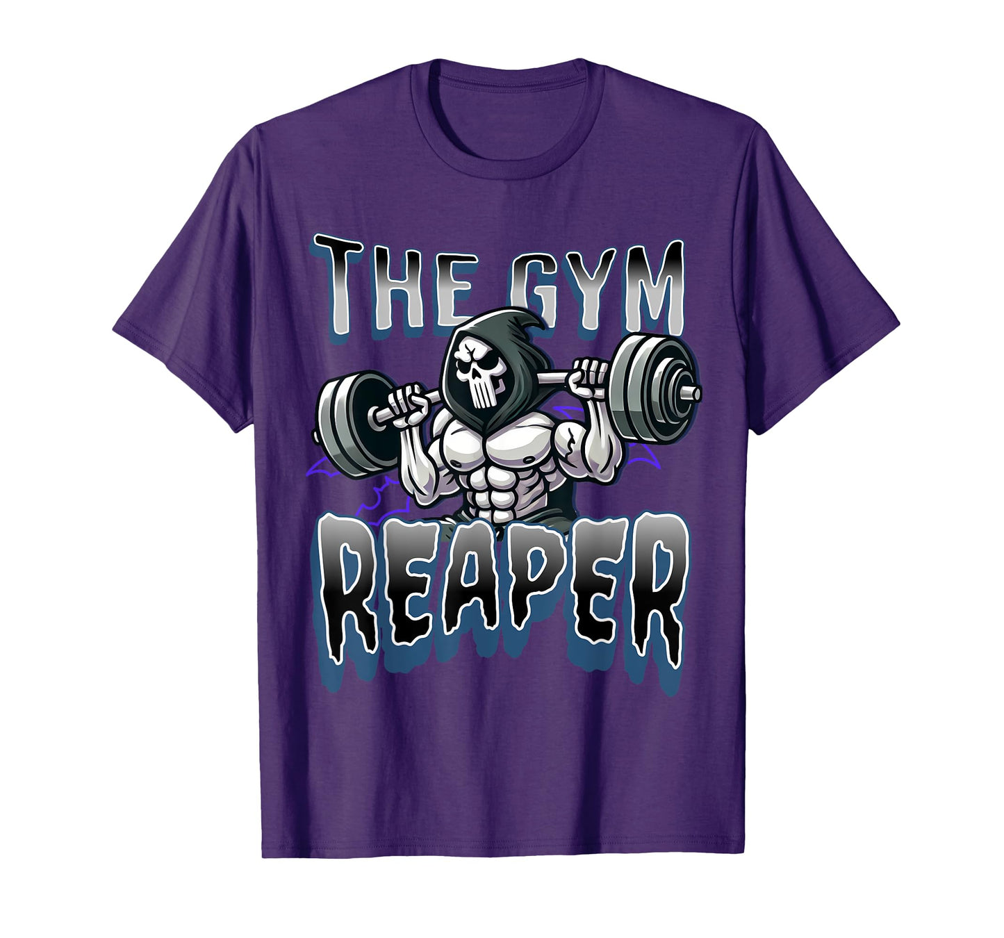 Grim Reaper Workout Gym Halloween T-Shirt: Gym Reaper Design, Black, Unisex-Adults, Short Sleeve, T-Shirt, Size Small