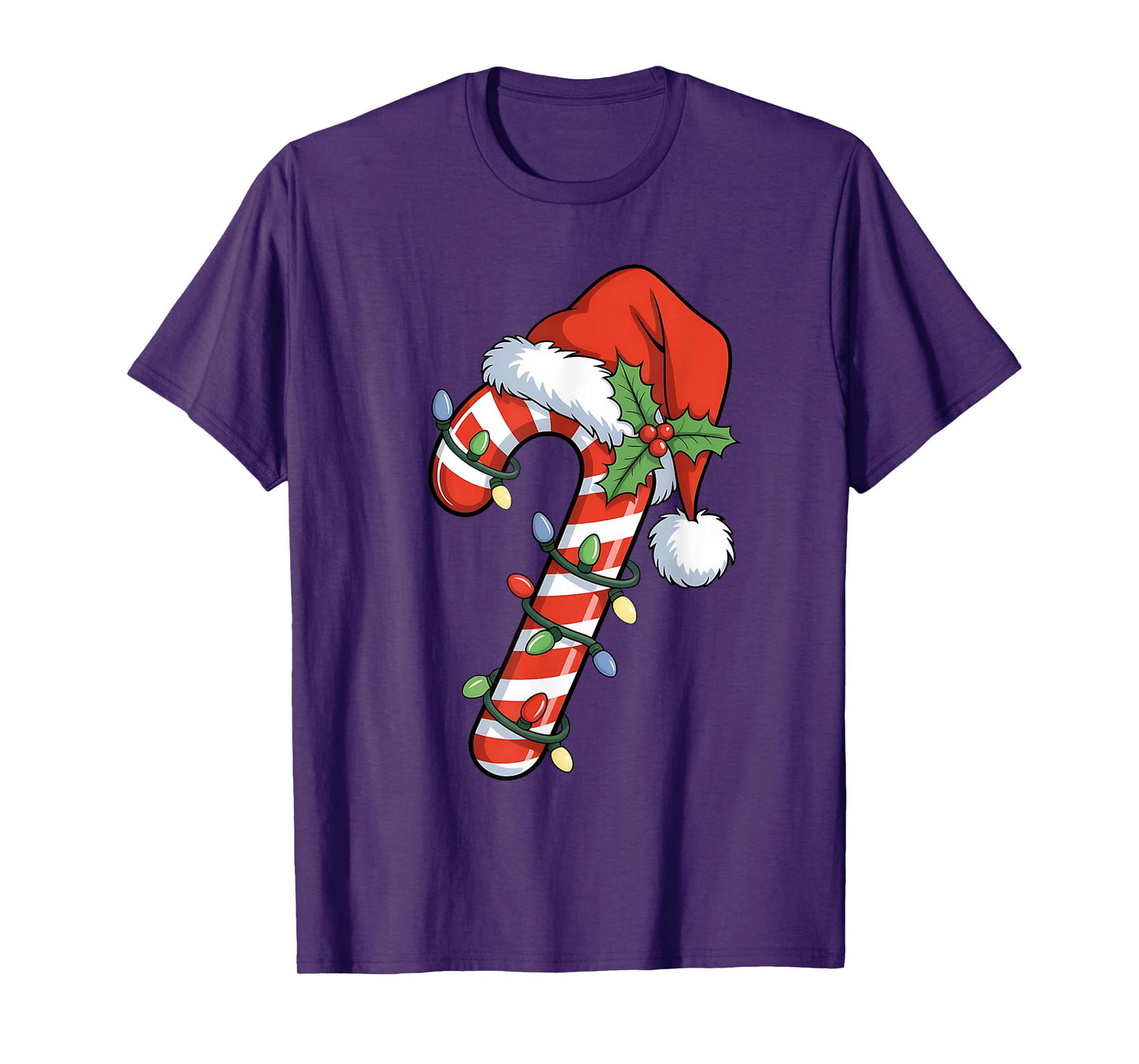 Christmas Light Candy Cane Santa Xmas Kids Toddler Women Men T-Shirt
