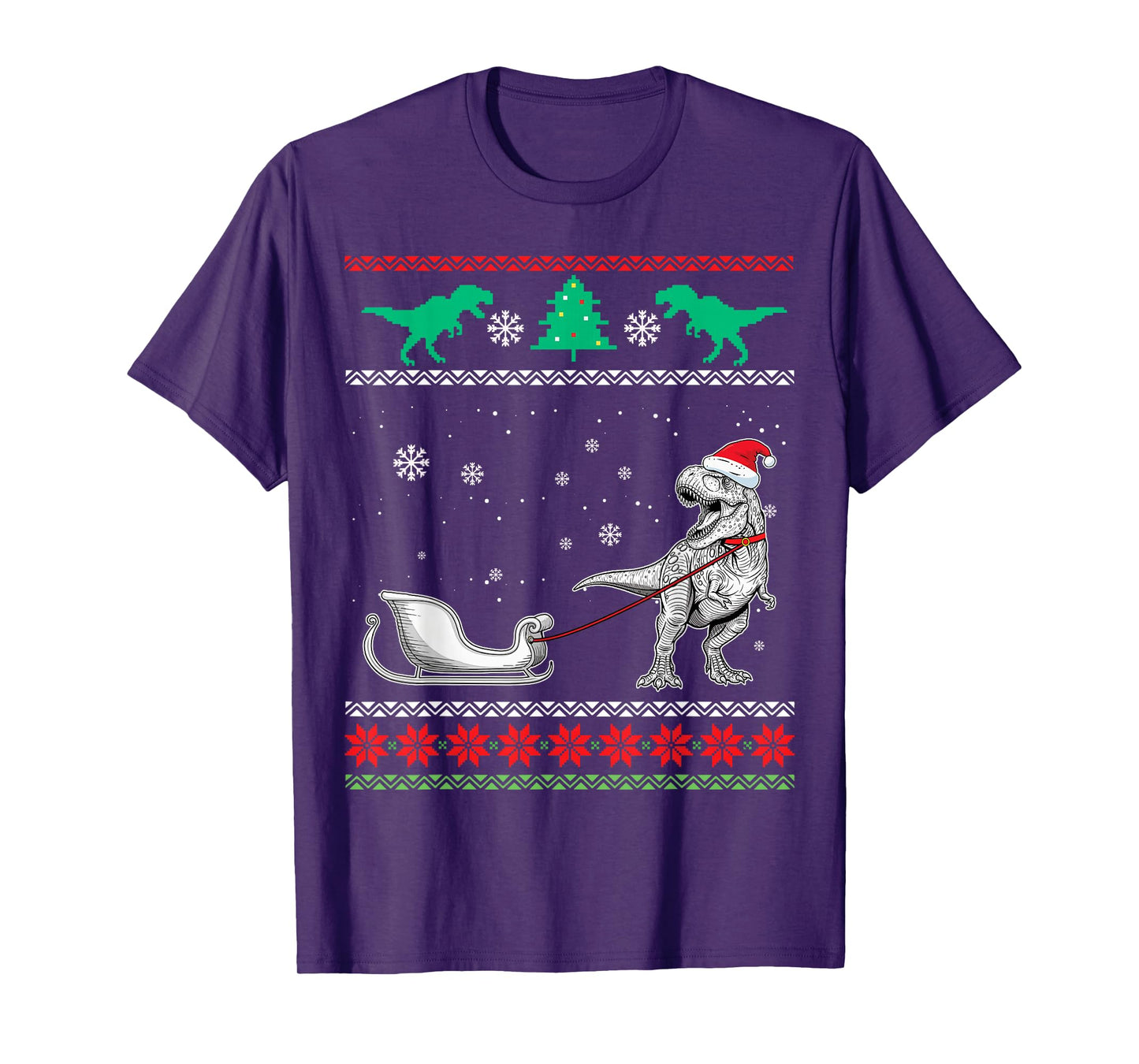 Dinosaur Sleigh Merry Christmas Ugly Christmas Raptor T-Shirt
