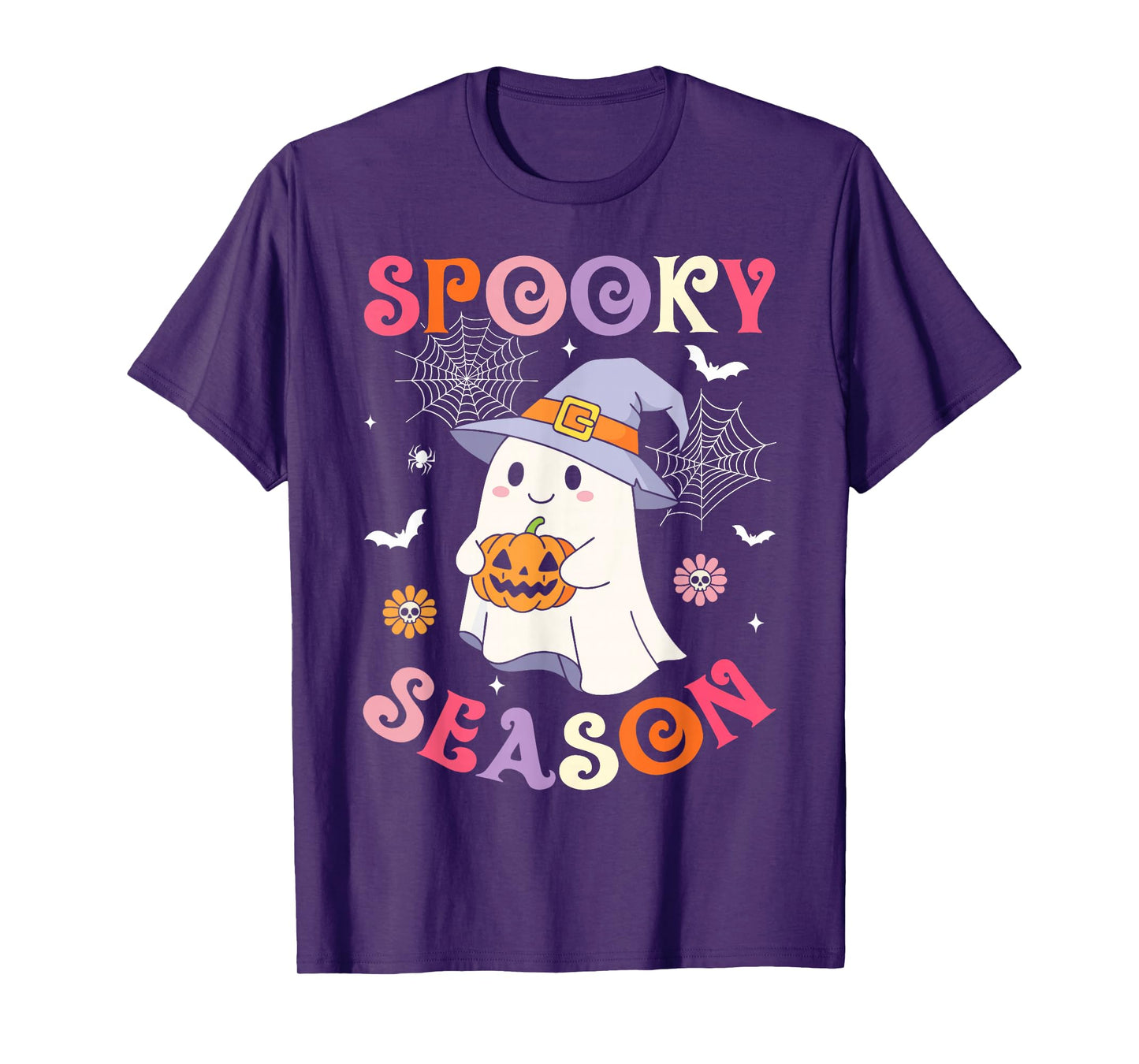 Spooky Season Happy Halloween Retro Ghost Spooky Women Girls T-Shirt