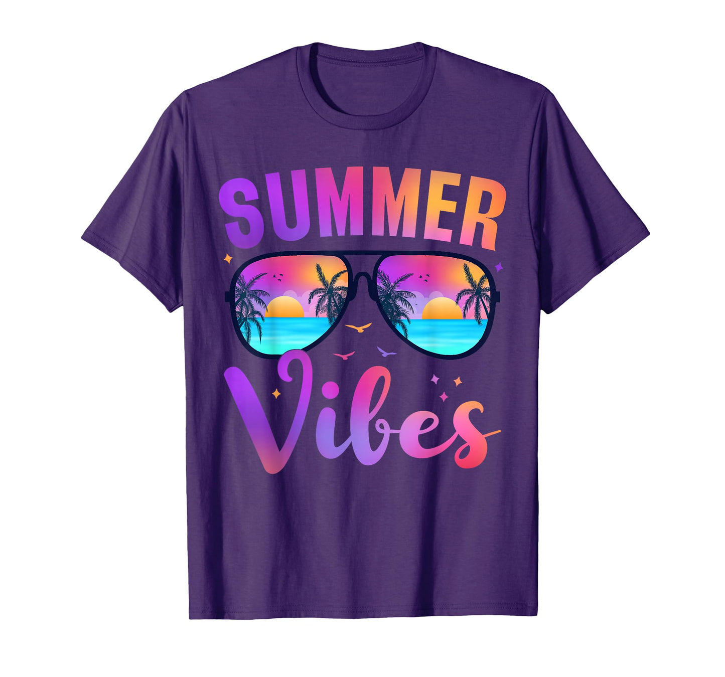 Summer Vibes Palm Sunglasses 70's Beach Life Retro Summer T-Shirt