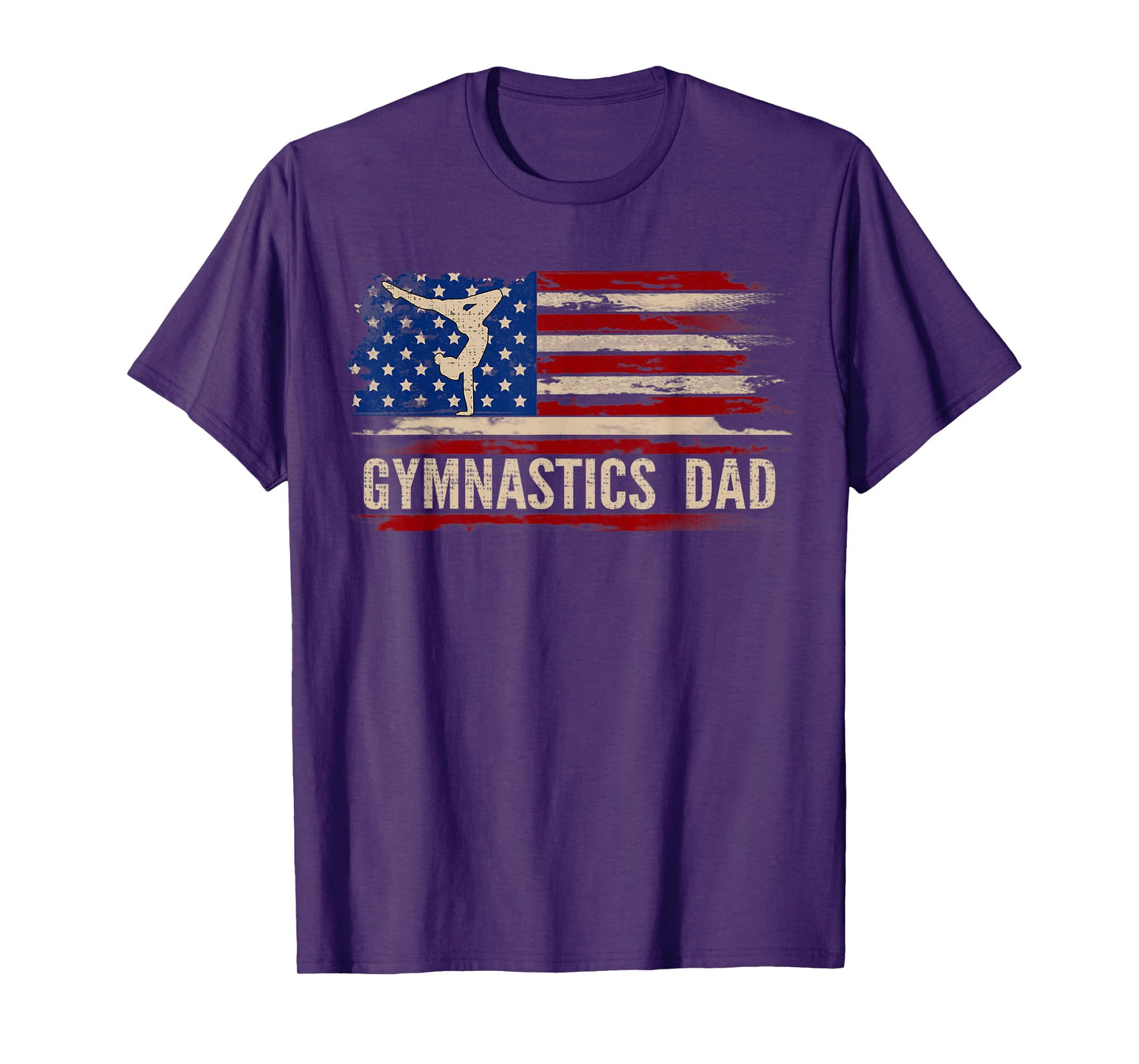 Vintage Gymnastics Dad American USA Flag Sports Gift T-Shirt for Women Kids Men