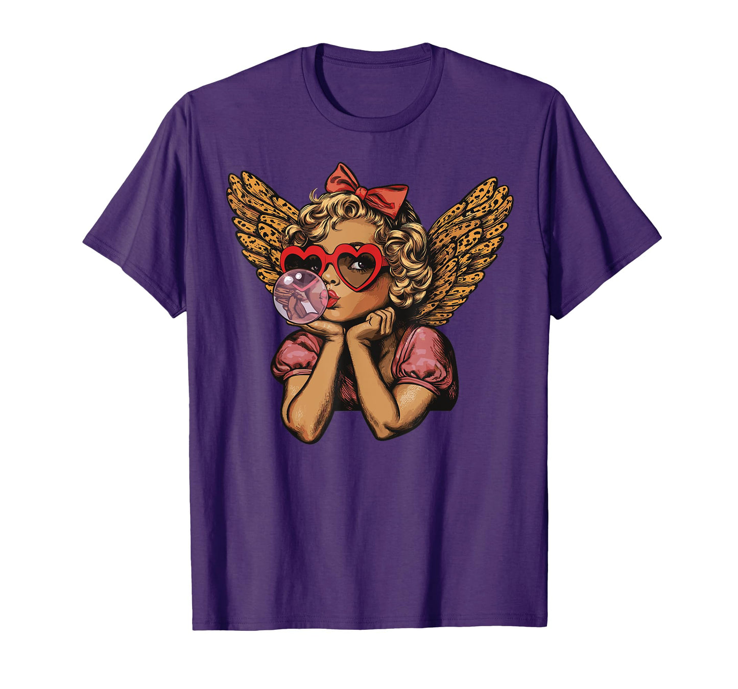 Cupid Blowing Bubble Heart Sunglasses Leopard Valentines Day T-Shirt