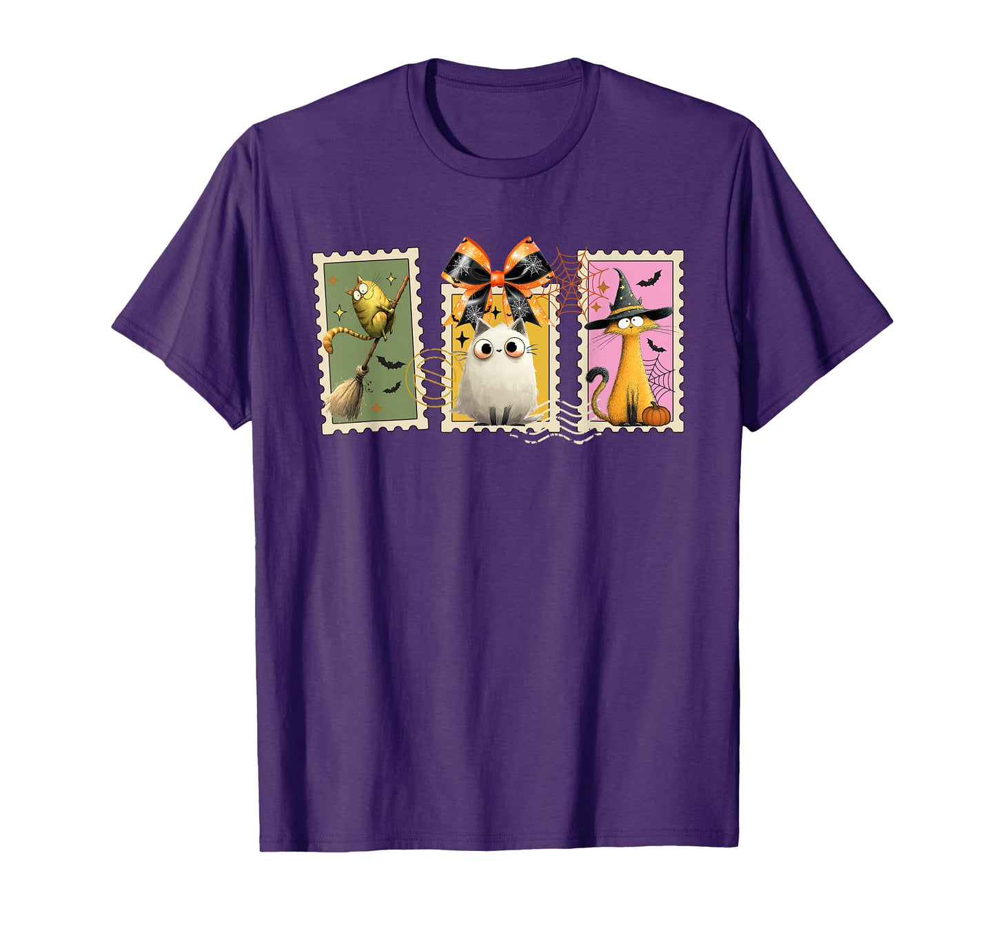 Funny Witch Salem Black Cats 1692 Halloween Postage Stamp T-Shirt