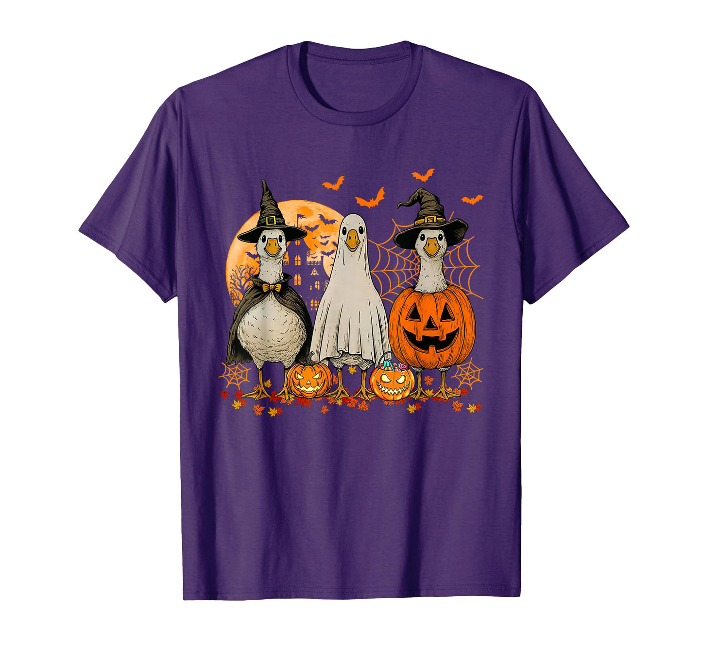 Ghost and Witch Goose Retro Halloween Goose Costume T-Shirt