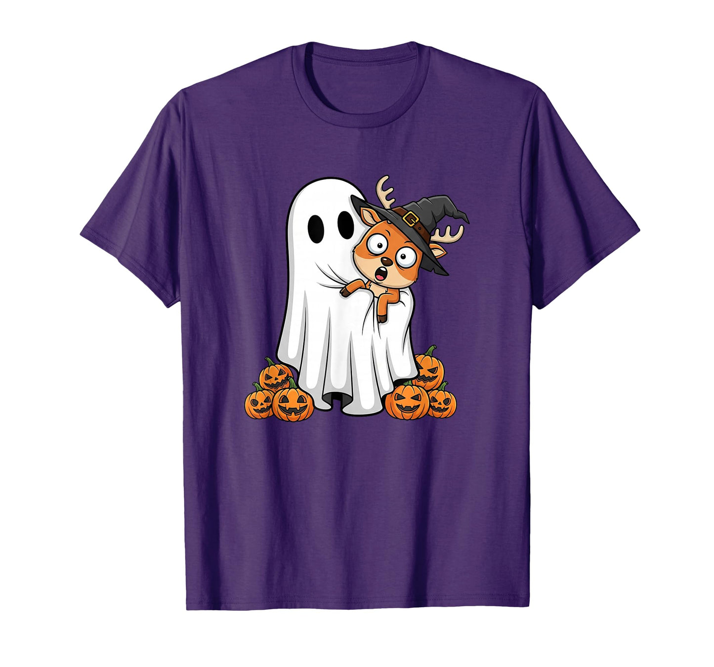 Funny Ghost Deer Pumpkin Halloween Kids Mens Womens T-Shirt