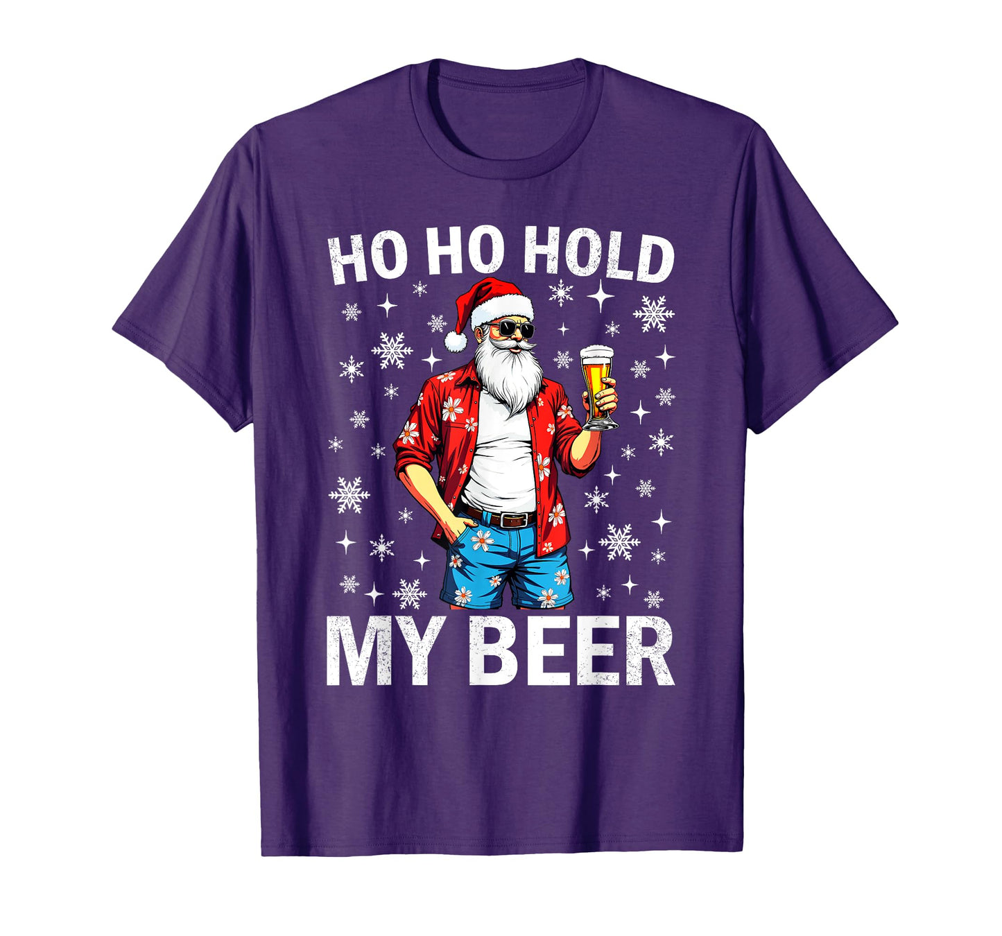 Funny Santa with Sunglasses and Beer Christmas in July T-Shirt