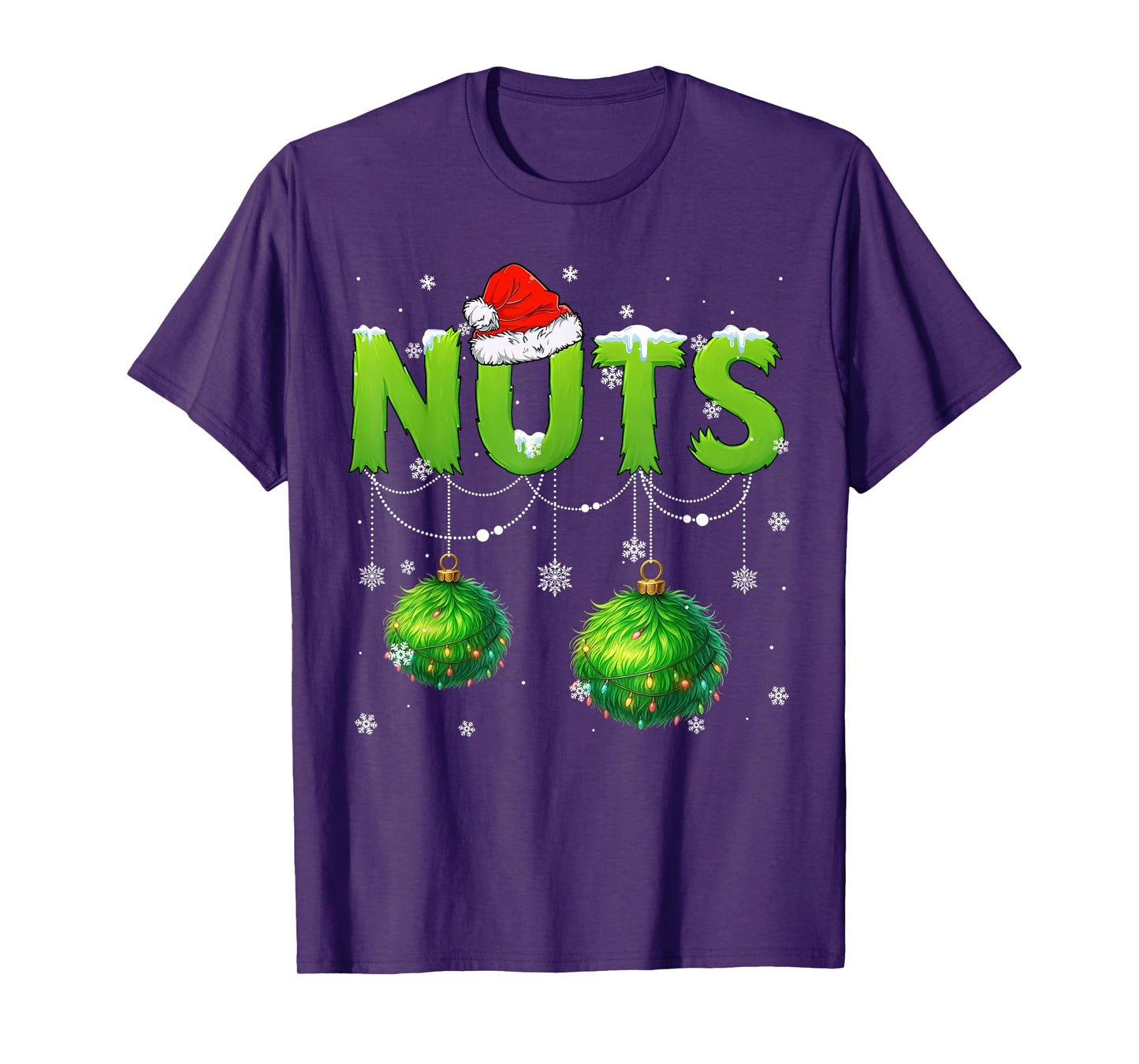 Funny Nuts Santa Hat Christmas Xmas Men Women T-Shirt
