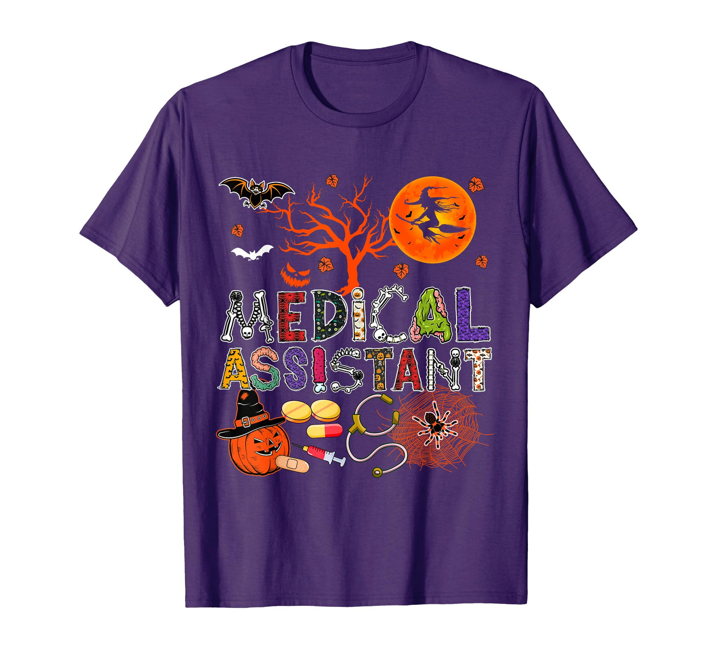 Medical Assistant Halloween Zombie Costume Scary Pumpkin T-Shirt
