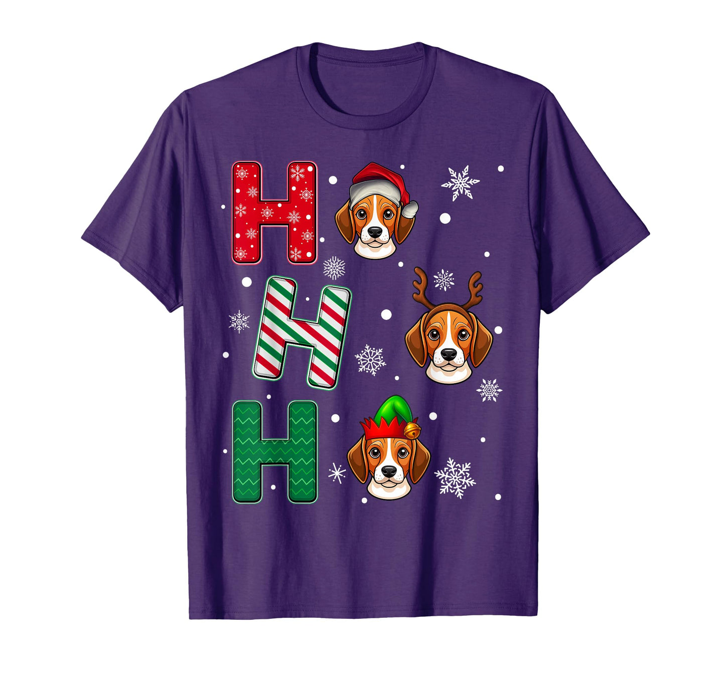 Ho Ho Ho Beagle Dog Lover Matching Christmas Santa Elf Xmas T-Shirt