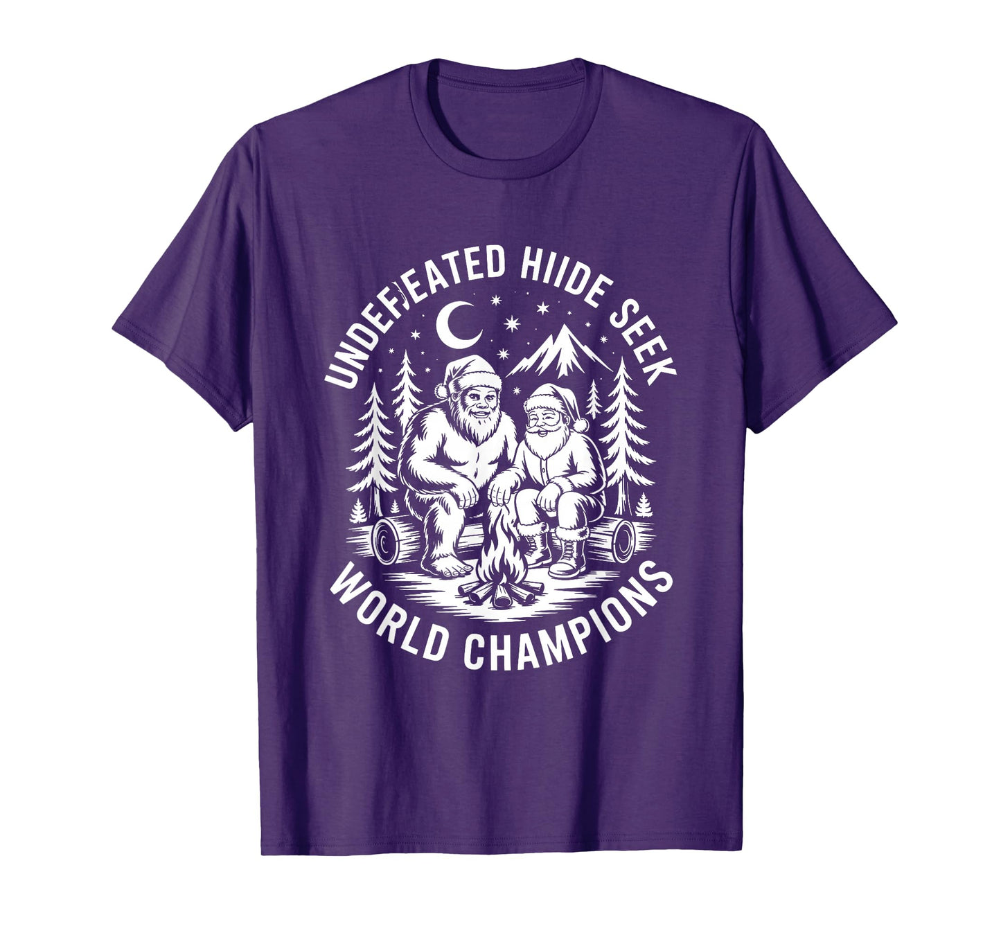 Santa and Bigfoot Undefeated Hide and Seek T-Shirt