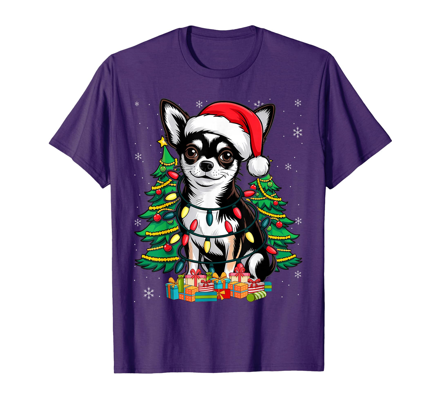Chihuahua Santa Christmas Tree Lights Xmas Boys Dog Dogmas T-Shirt