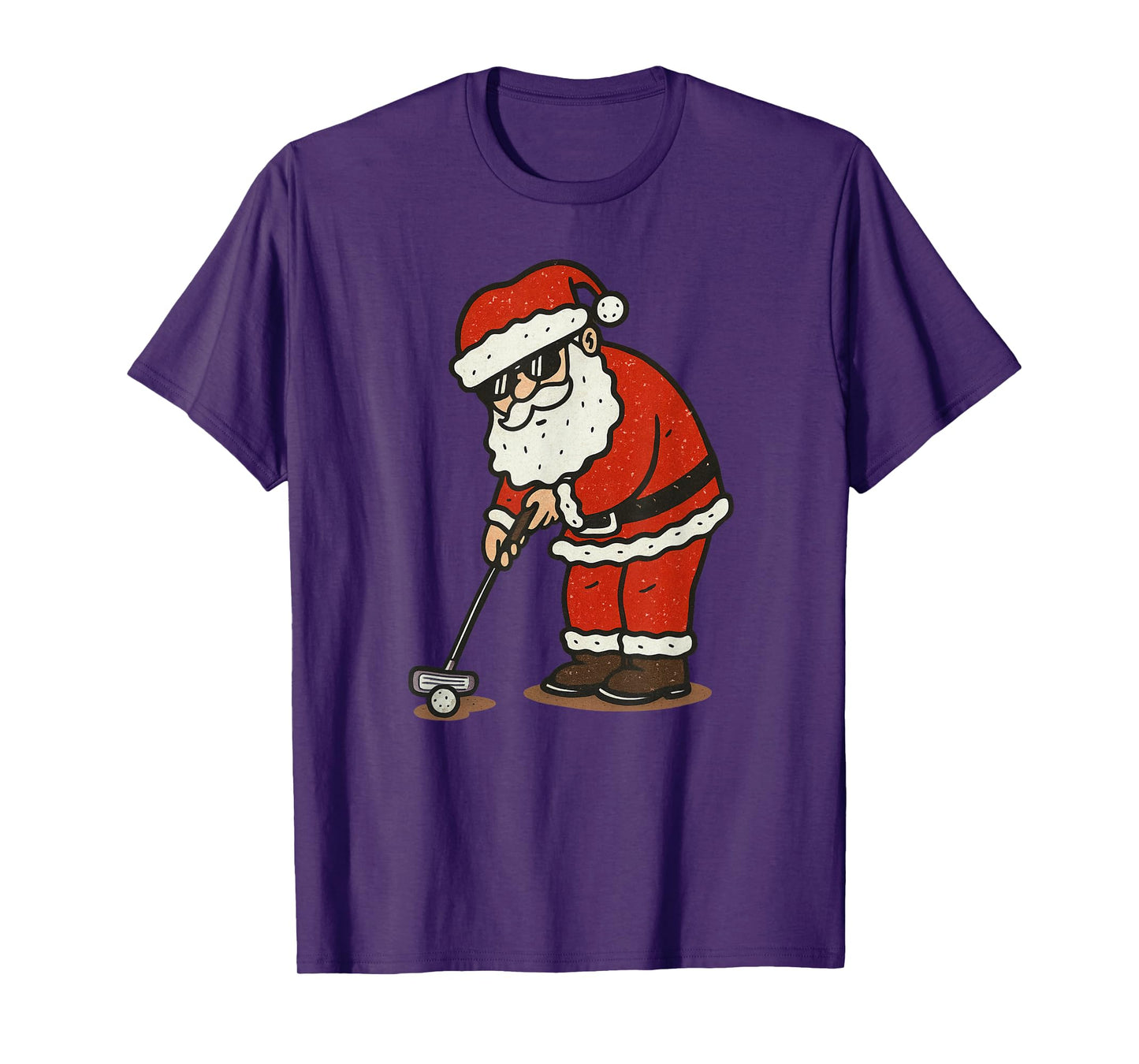 Santa Playing Golf Christmas Vintage Funny Xmas T-Shirt