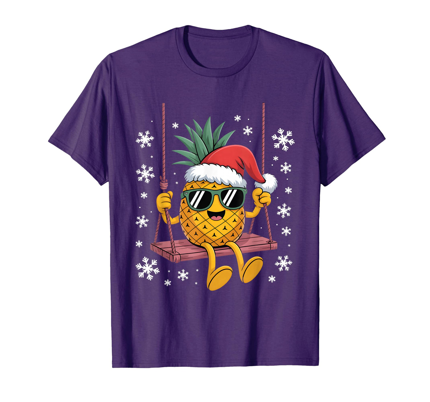 Swinging Pineapple Cartoon Santa Hat Christmas Kids Women T-Shirt