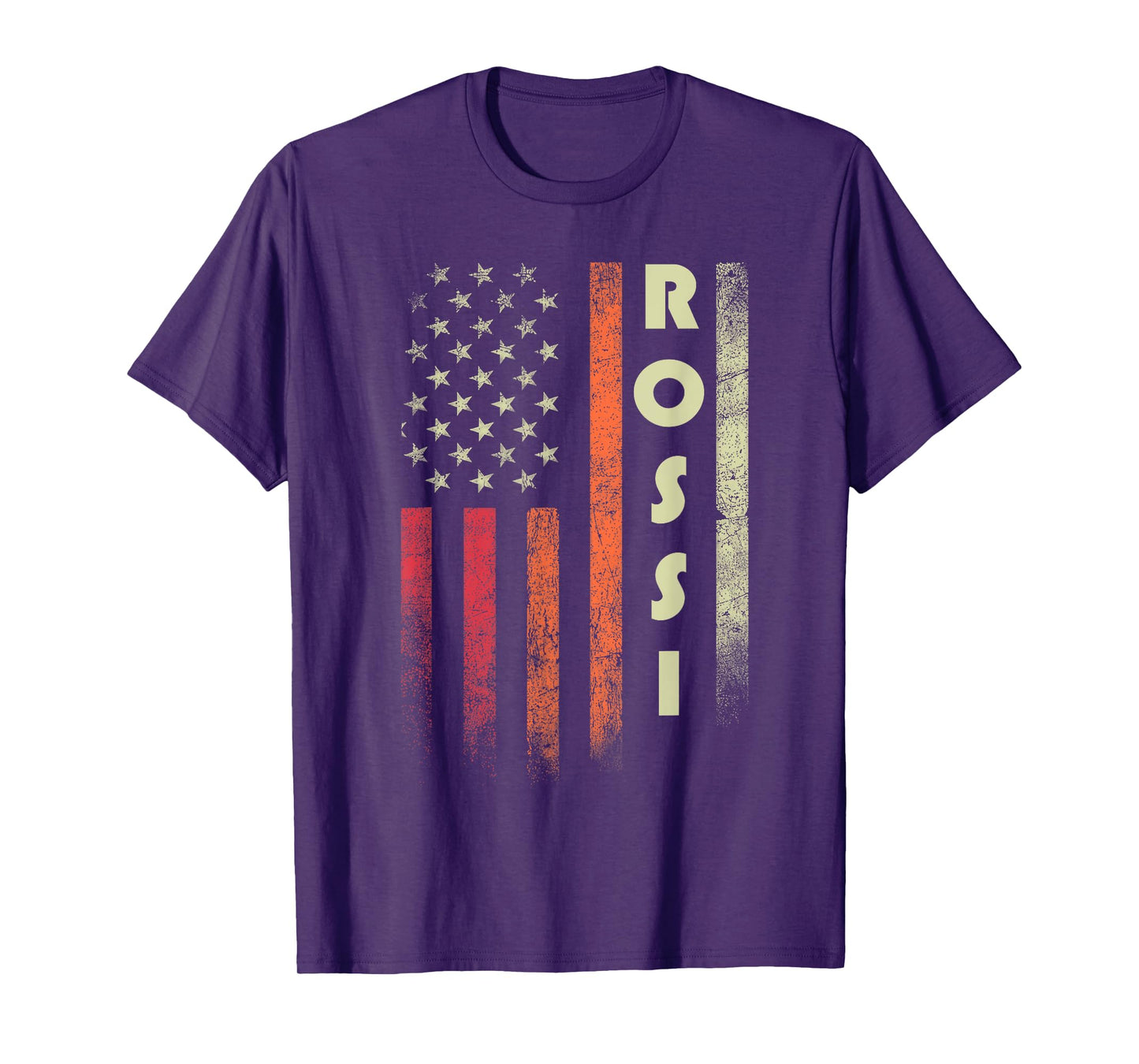 ROSSI Surname Funny Retro Vintage Birthday American Flag T-Shirt