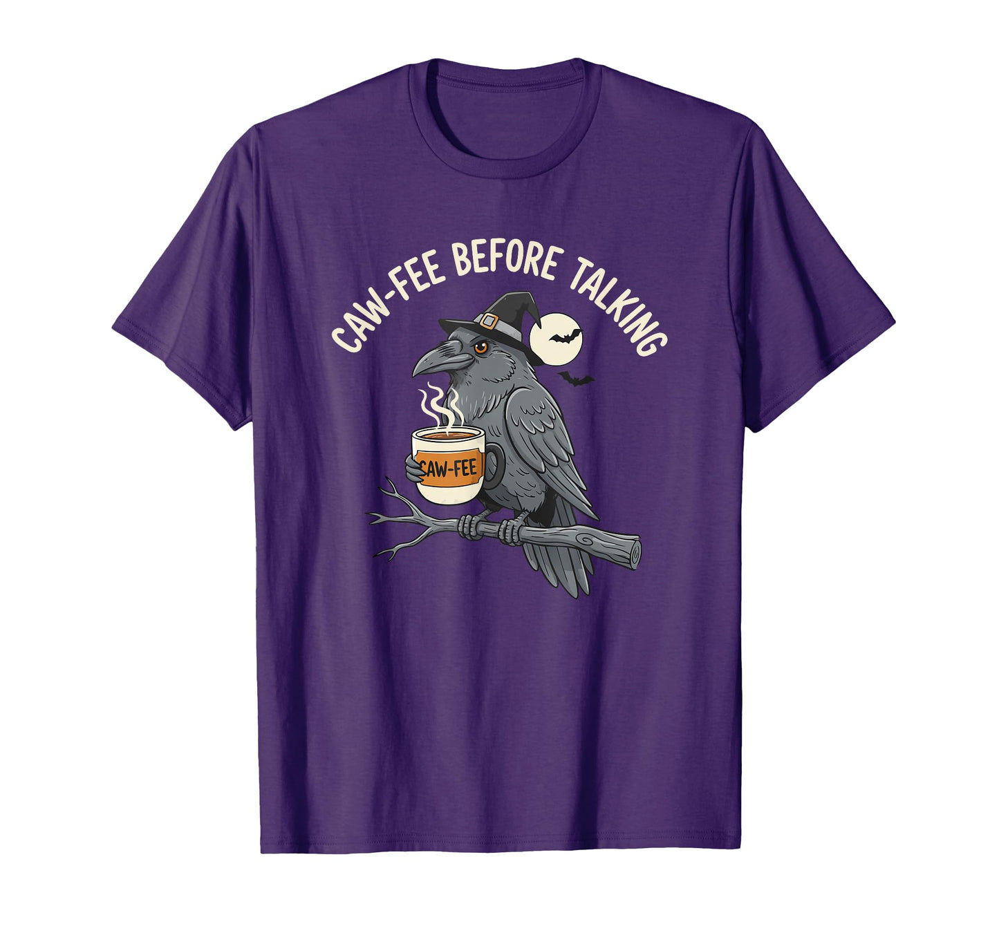 Funny Caw-fee Before Talking Raven Coffee Witch Moon Crow T-Shirt