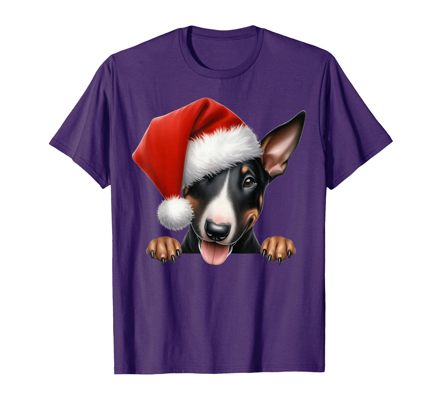Bull Terrier Dog Christmas Santa Hat Dog Mom Dad T-Shirt