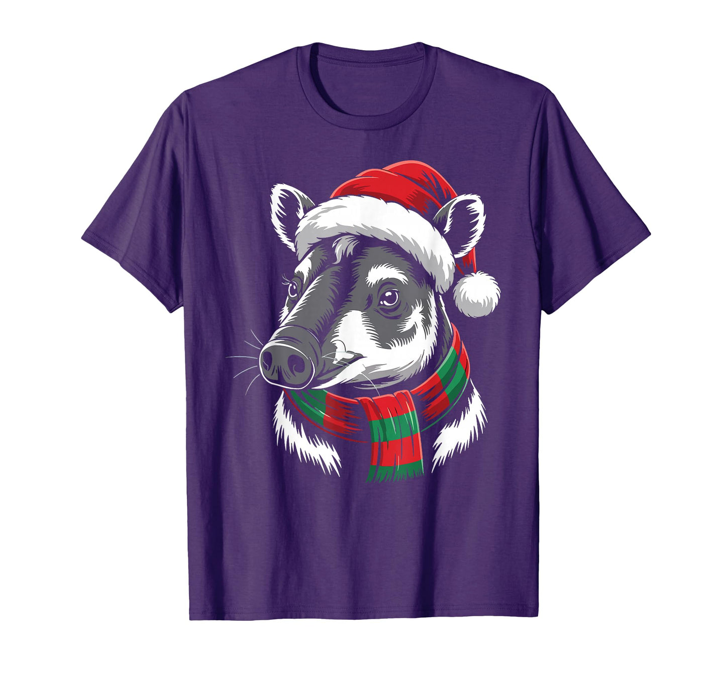 Tapir Xmas Santa Hat Scarf Christmas Costume T-Shirt