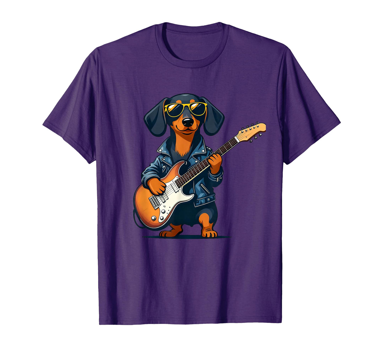 Vintage Dachshund Weenie Playing Guitar Rock Star Dog Lover T-Shirt