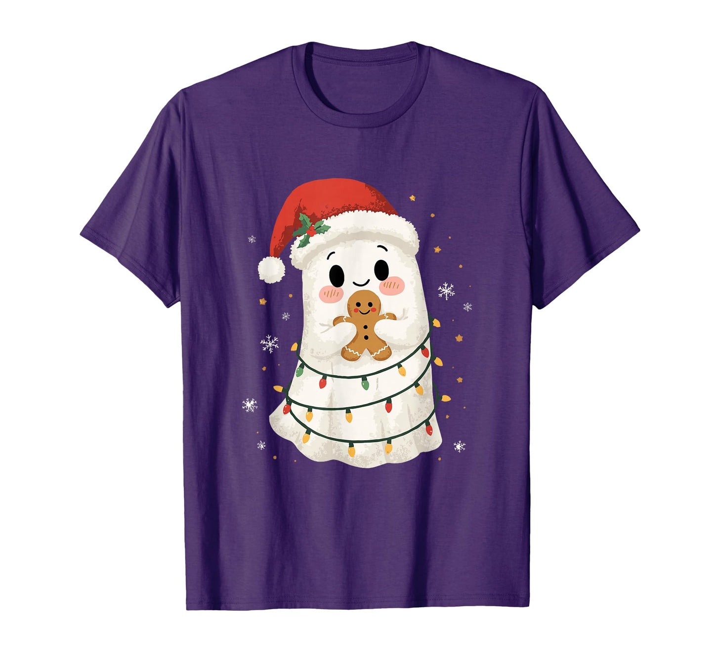 Cute Ghost Santa Hat Spooky Christmas Funny Holiday T-Shirt