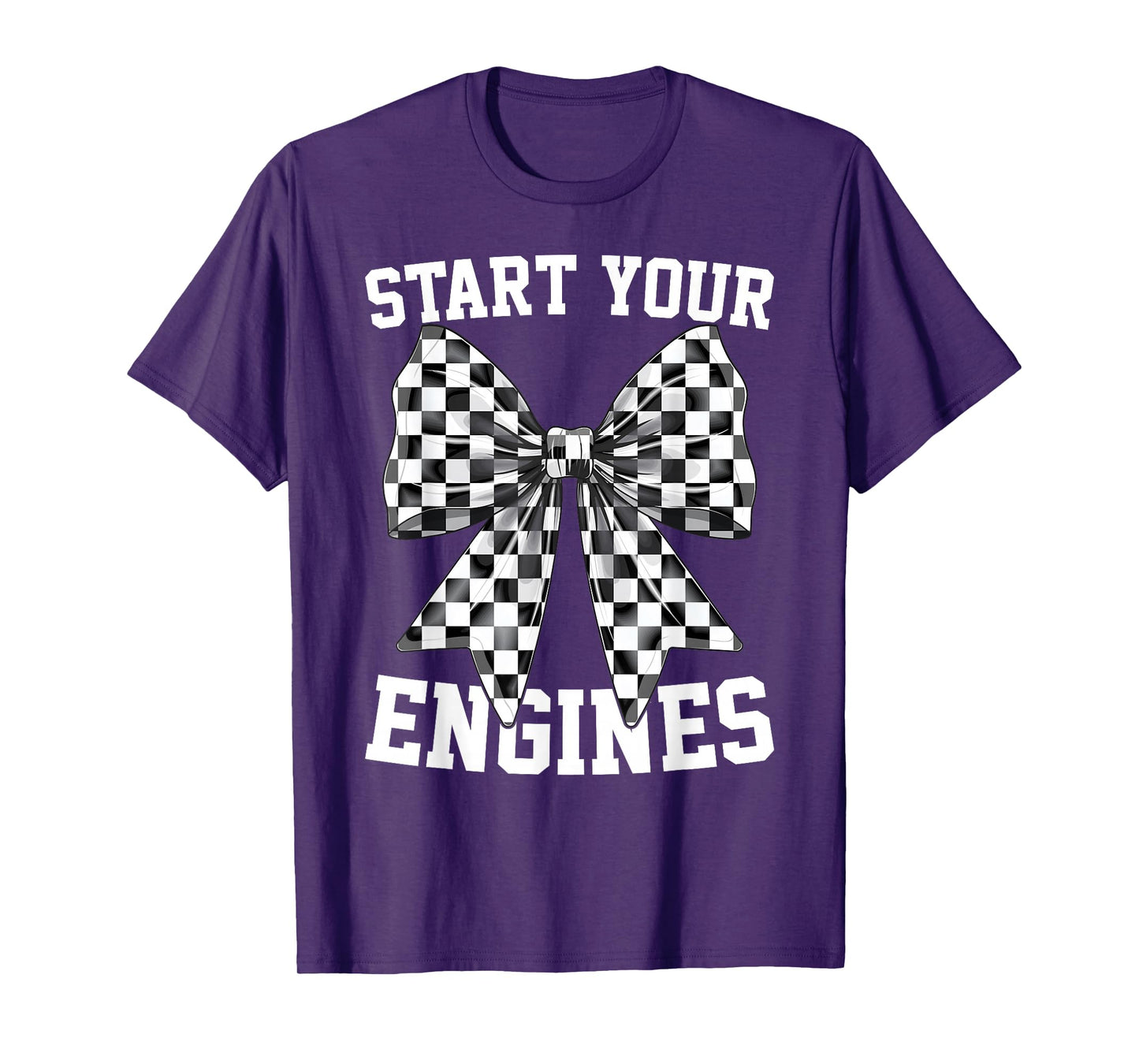 Start Your Engines Vintage Checkered Bow Race Car Lovers T-Shirt
