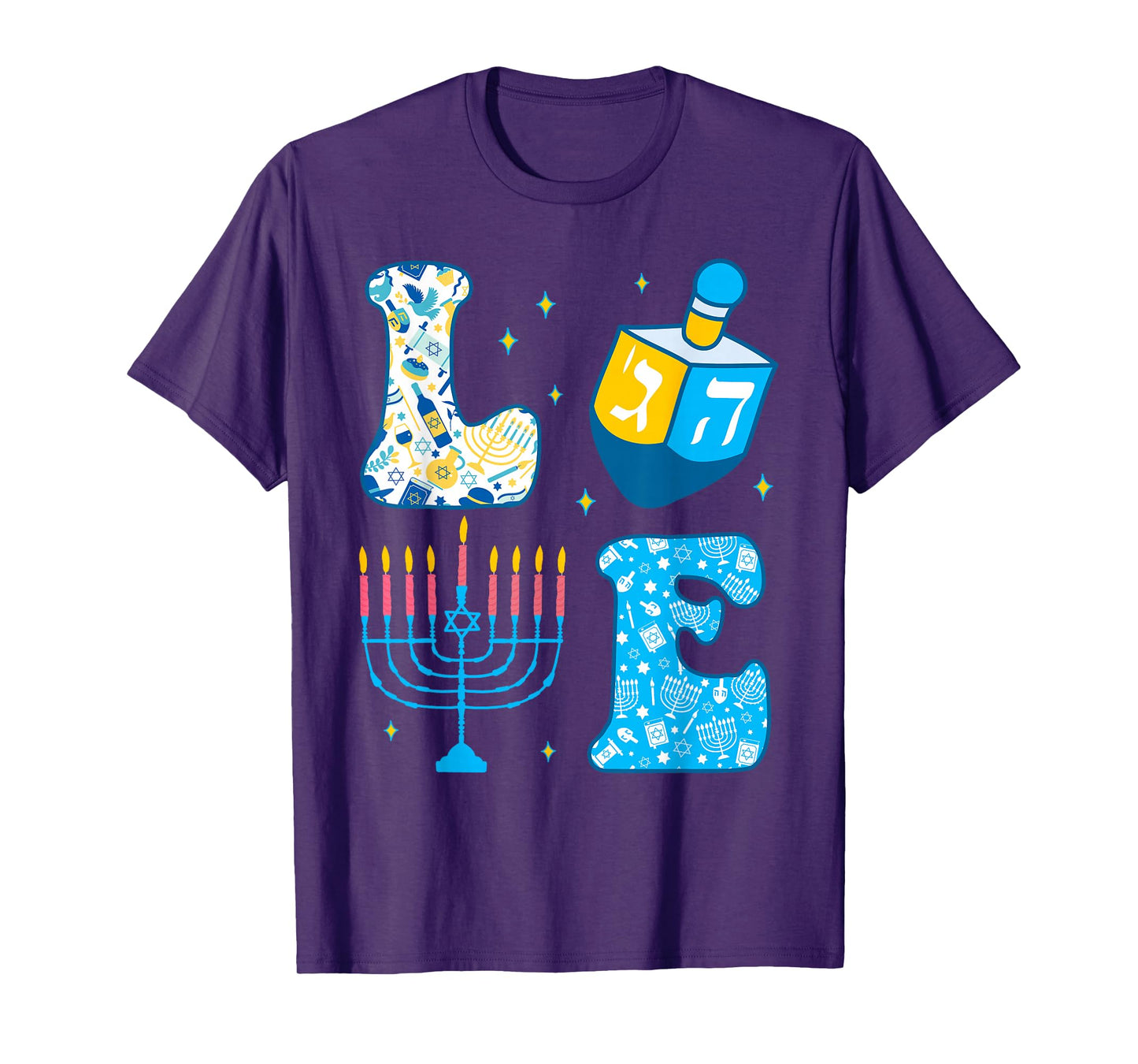 Love Cute Hanukkah Dreidel Menorah Chanukah Jewish Holiday T-Shirt