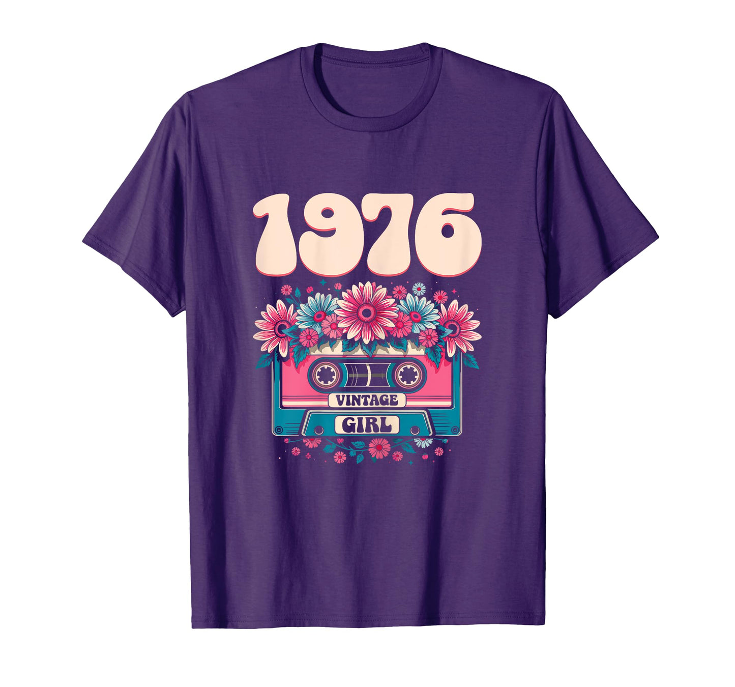 1976 Vintage Birthday Retro Flowers Woman 50th Birthday 1976 T-Shirt
