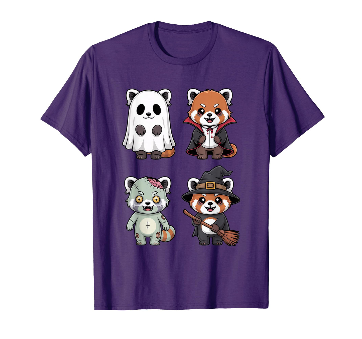 Kawaii Red Panda Halloween Costume Cute Ghost, Vampire T-Shirt