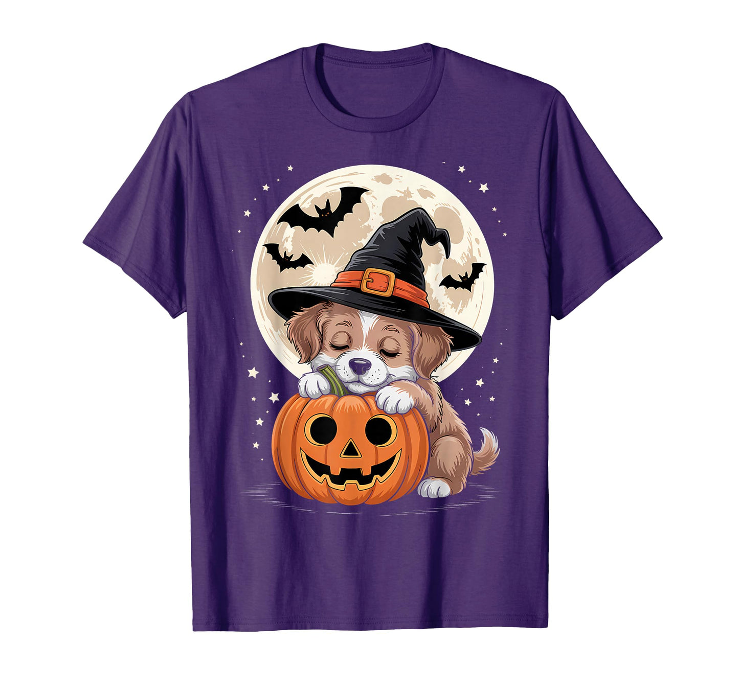 Halloween Puppy Dog Witch Hat Pumpkin Spooky T-Shirt