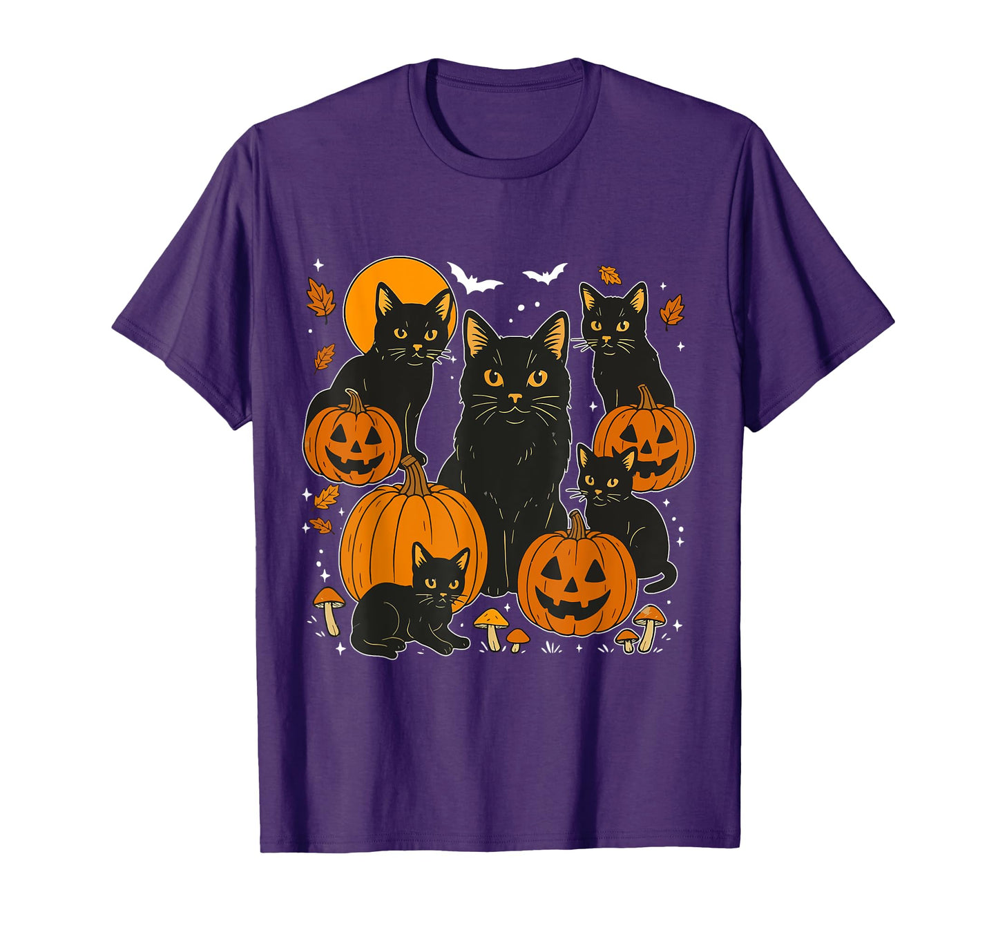 Retro Black Cat Halloween Pumpkin Costume For Women Men Kids T-Shirt