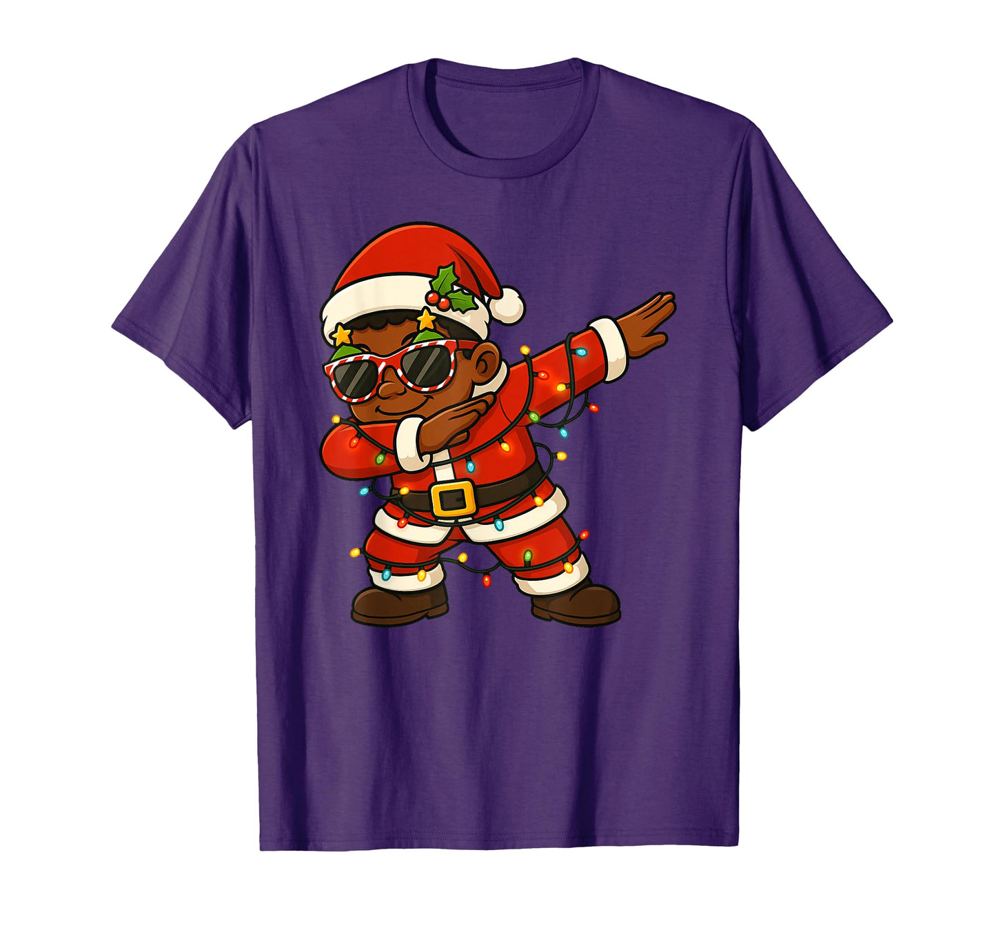 Funny Black Kid Santa Dabbing Merry Christmas Xmas Boys Girl T-Shirt