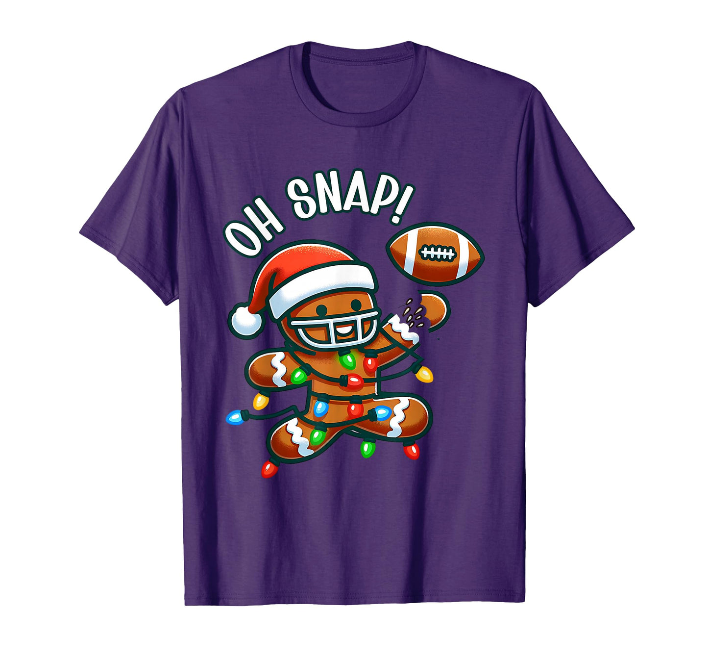 Funny Gingerbread Man Pajamas & PJs Xmas Holiday Oh Snap Gingerbreadman Christmas Football T-Shirt
